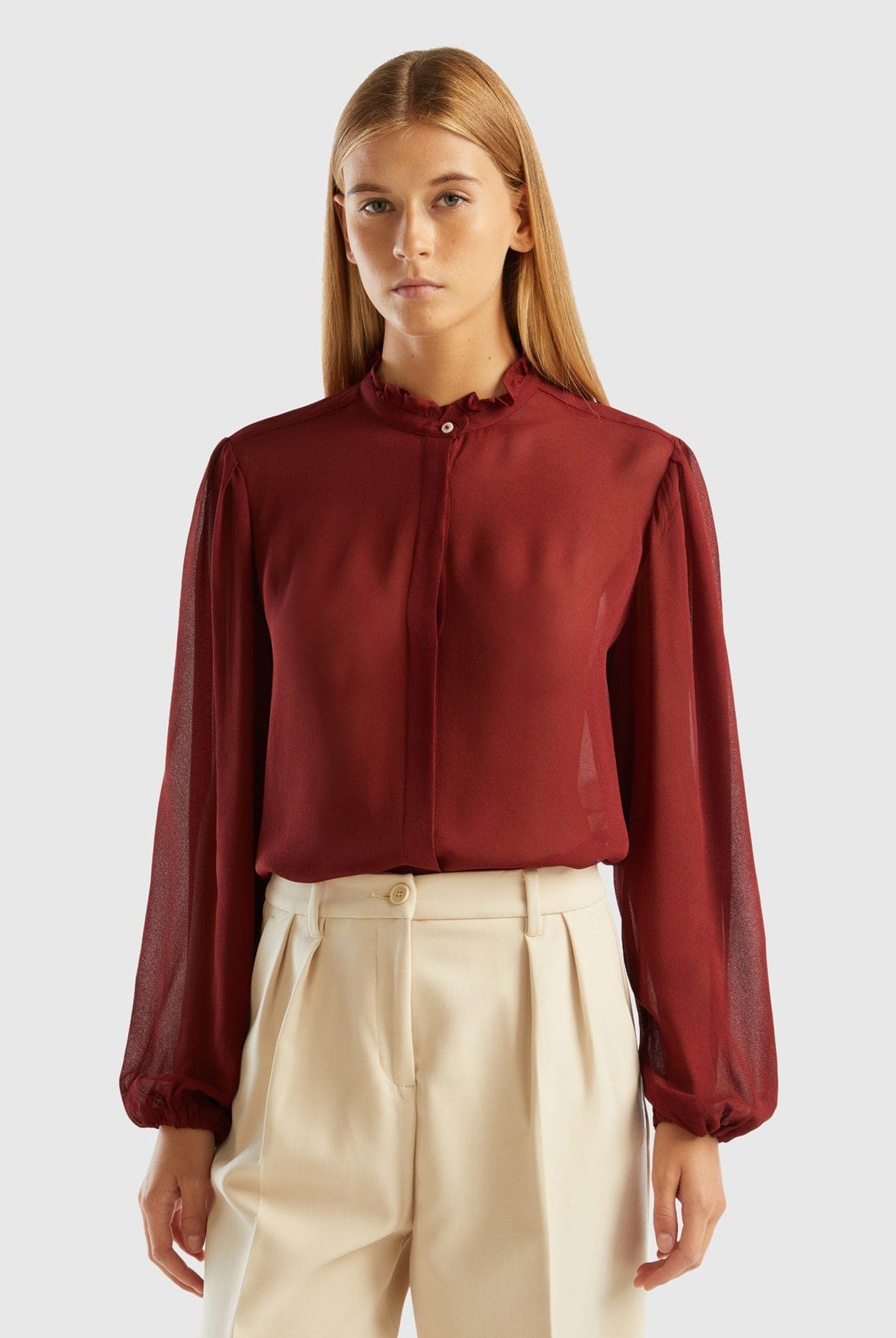 يونايتد كولورز اوف بينيتون قميص نسائي ياقة بكرانيش