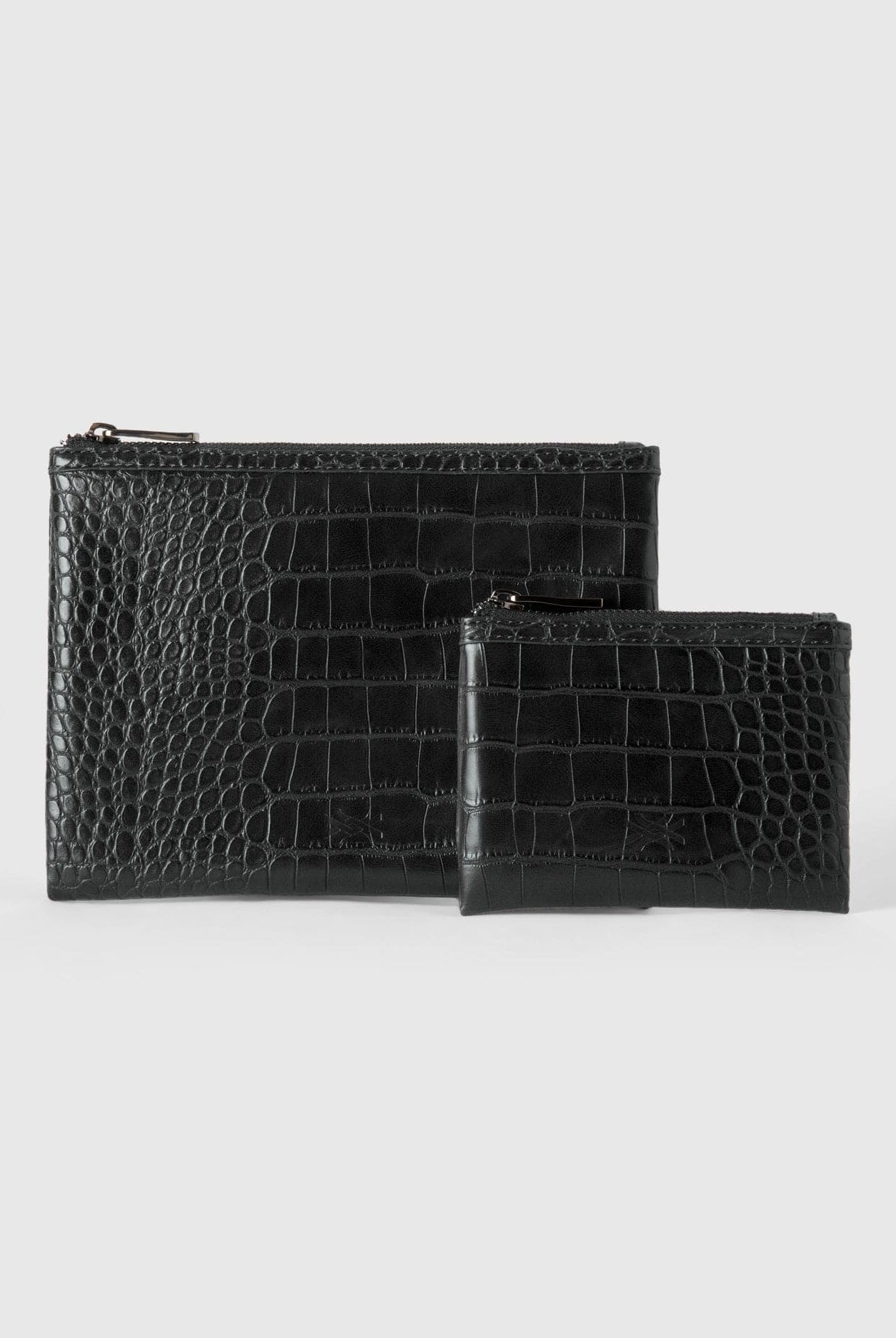 يونايتد كولورز اوف بينيتون حقيبتان سوداء بطبعة التمساح نسائي