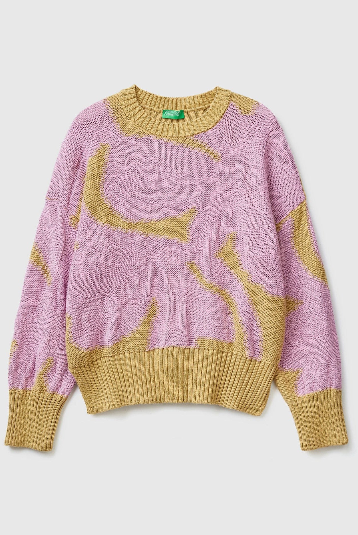 يونايتد كولورز اوف بينيتون بلوفر واسع كم طويل منقوش نسائي