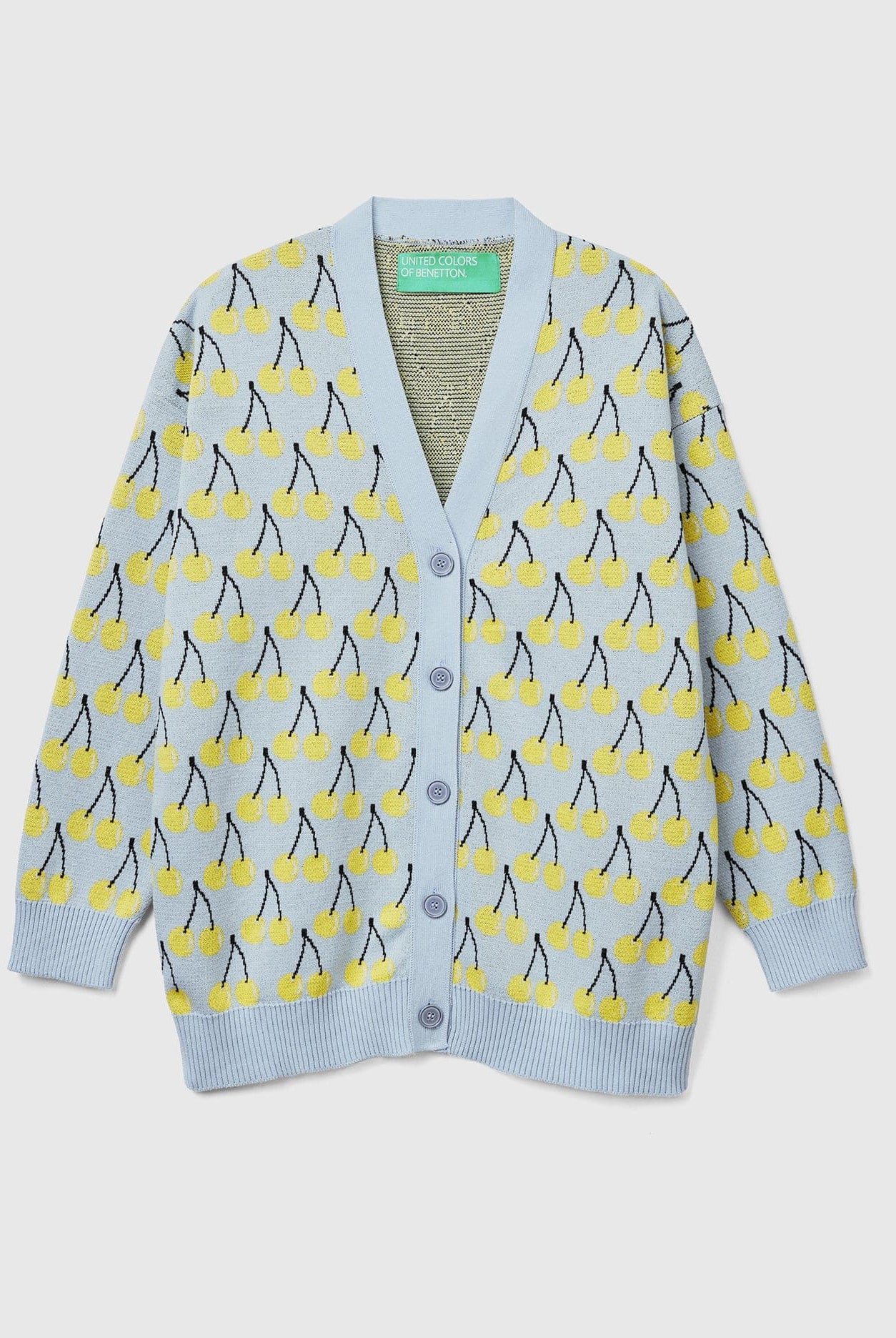 يونايتد كولورز اوف بينيتون كارديجان بنقشة فواكه بأزرار أمامية كم طويل نسائي