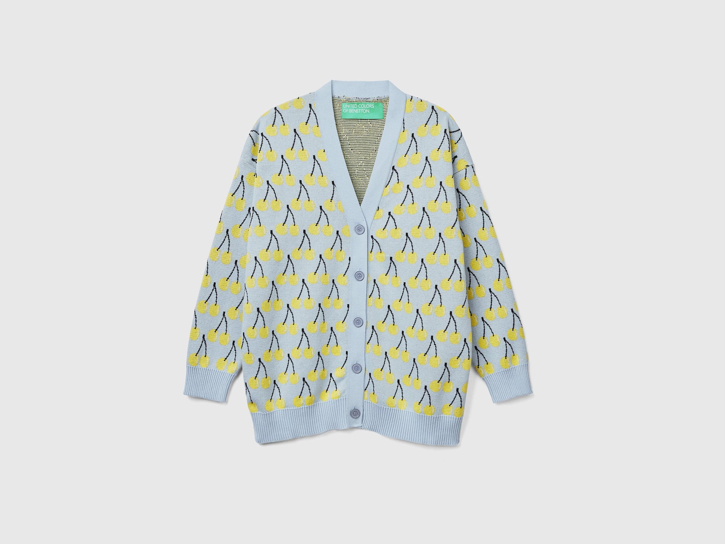 يونايتد كولورز اوف بينيتون كارديجان بنقشة فواكه بأزرار أمامية كم طويل نسائي