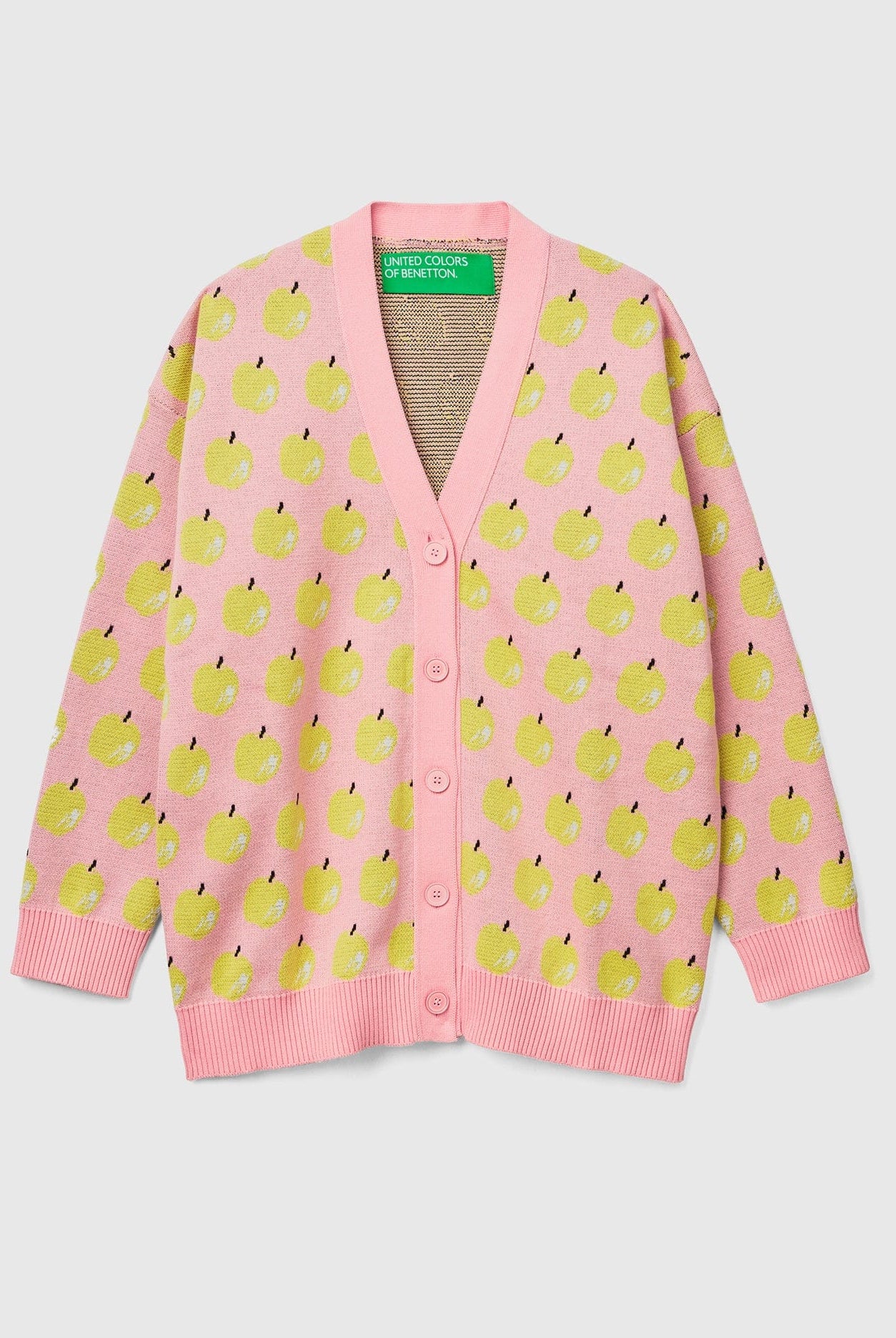 يونايتد كولورز اوف بينيتون كارديجان بنقشة فواكه بأزرار أمامية كم طويل نسائي