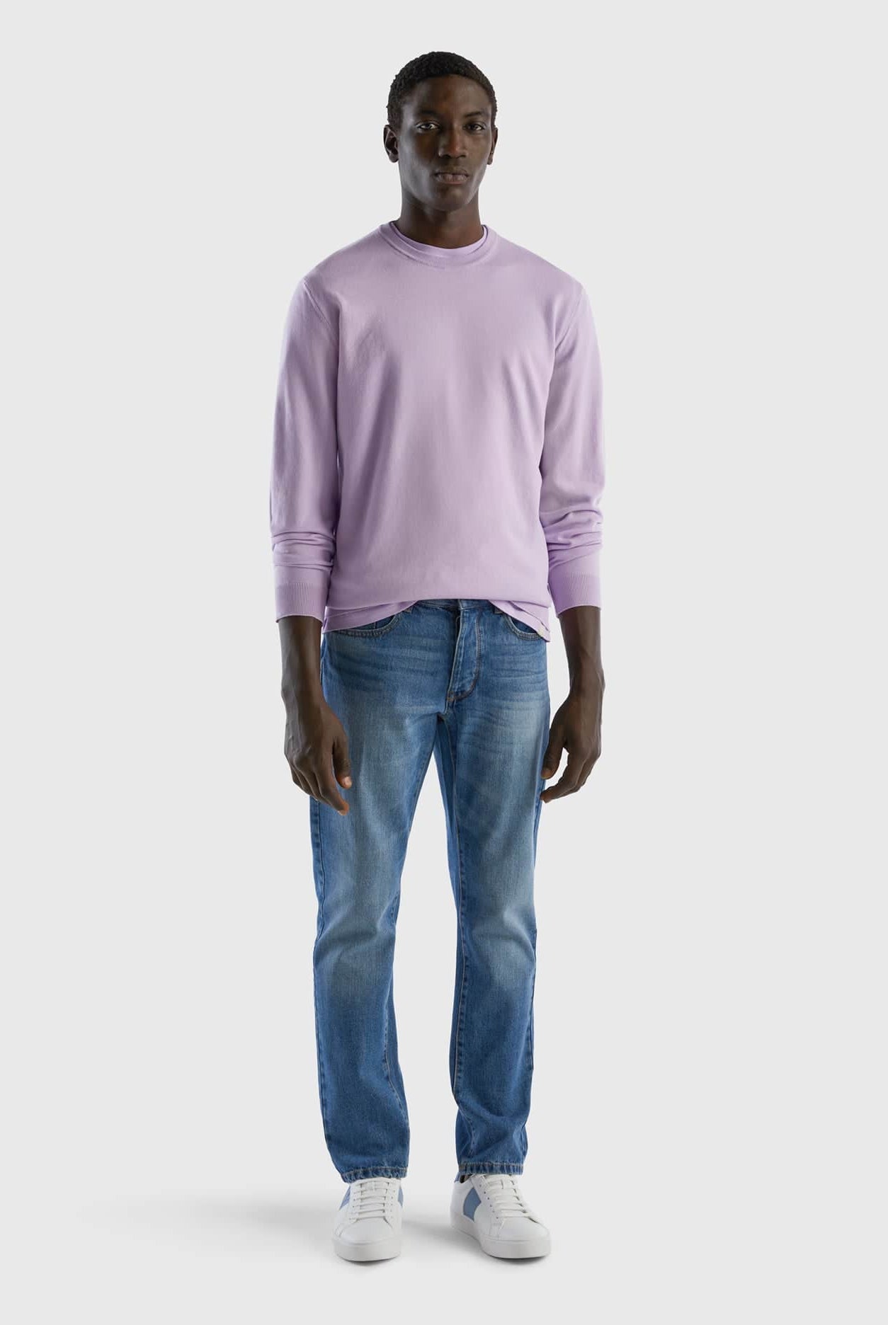 يونايتد كولورز اوف بينيتون بلوفر برقبة دائرية من القطن الخالص بنسبة 100% رجالي