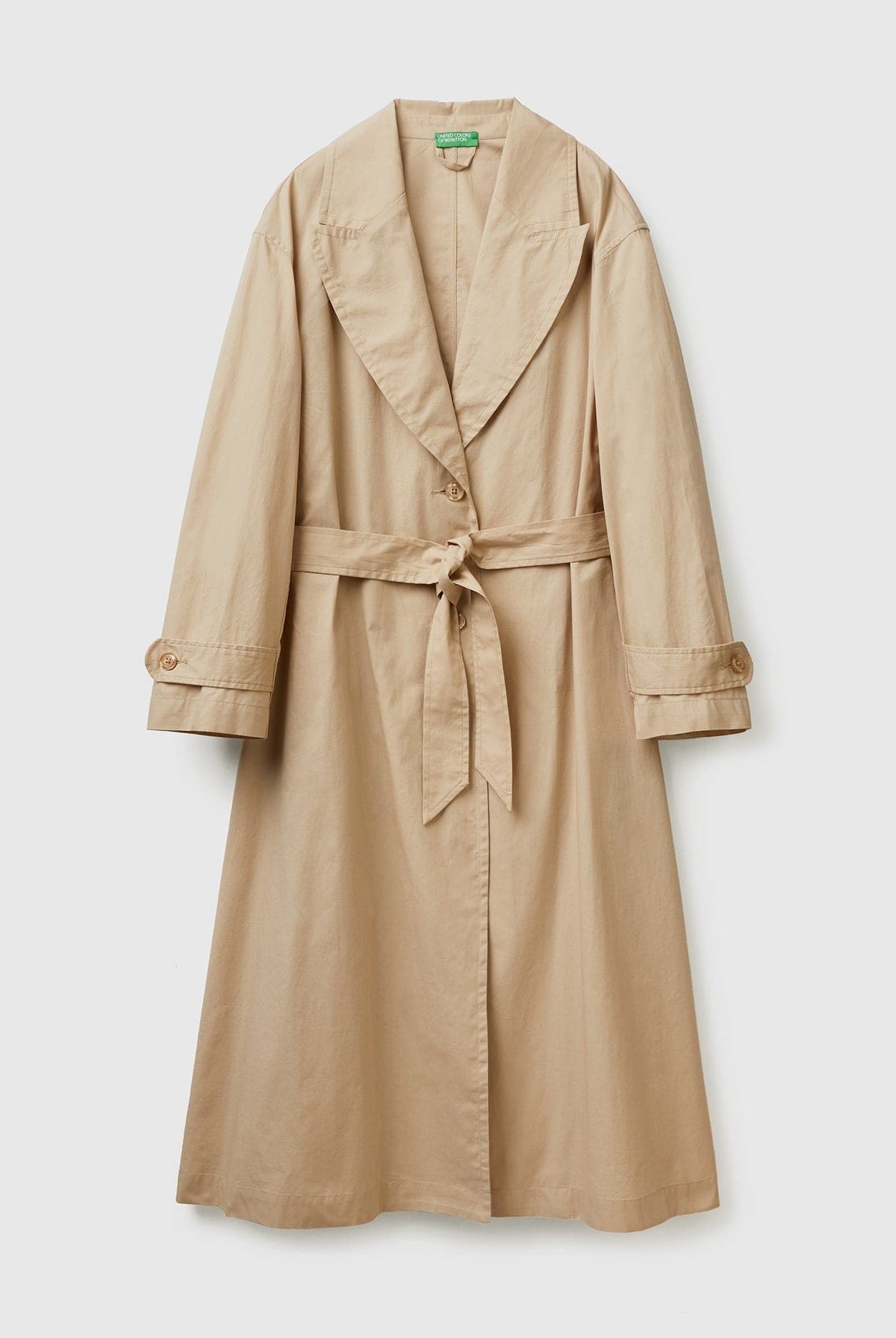 يونايتد كولورز اوف بينيتون جاكيت سادة طويل كم طويل برباط نسائي