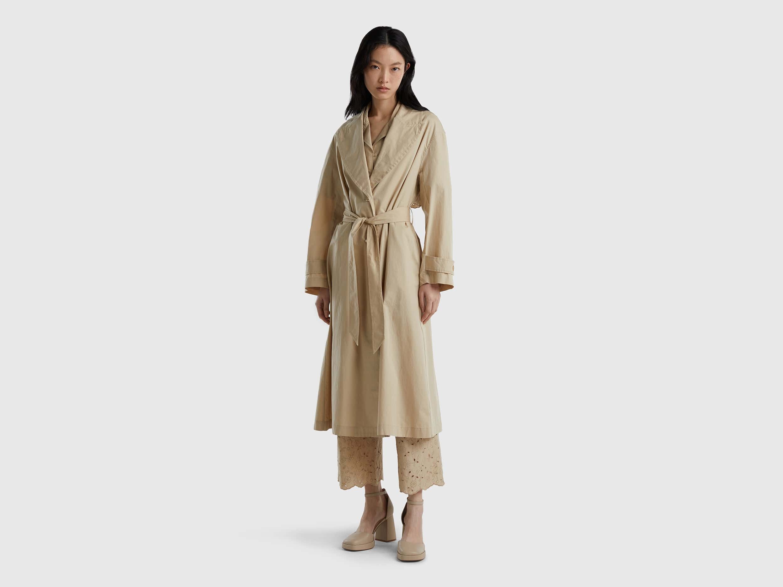 يونايتد كولورز اوف بينيتون جاكيت سادة طويل كم طويل برباط نسائي