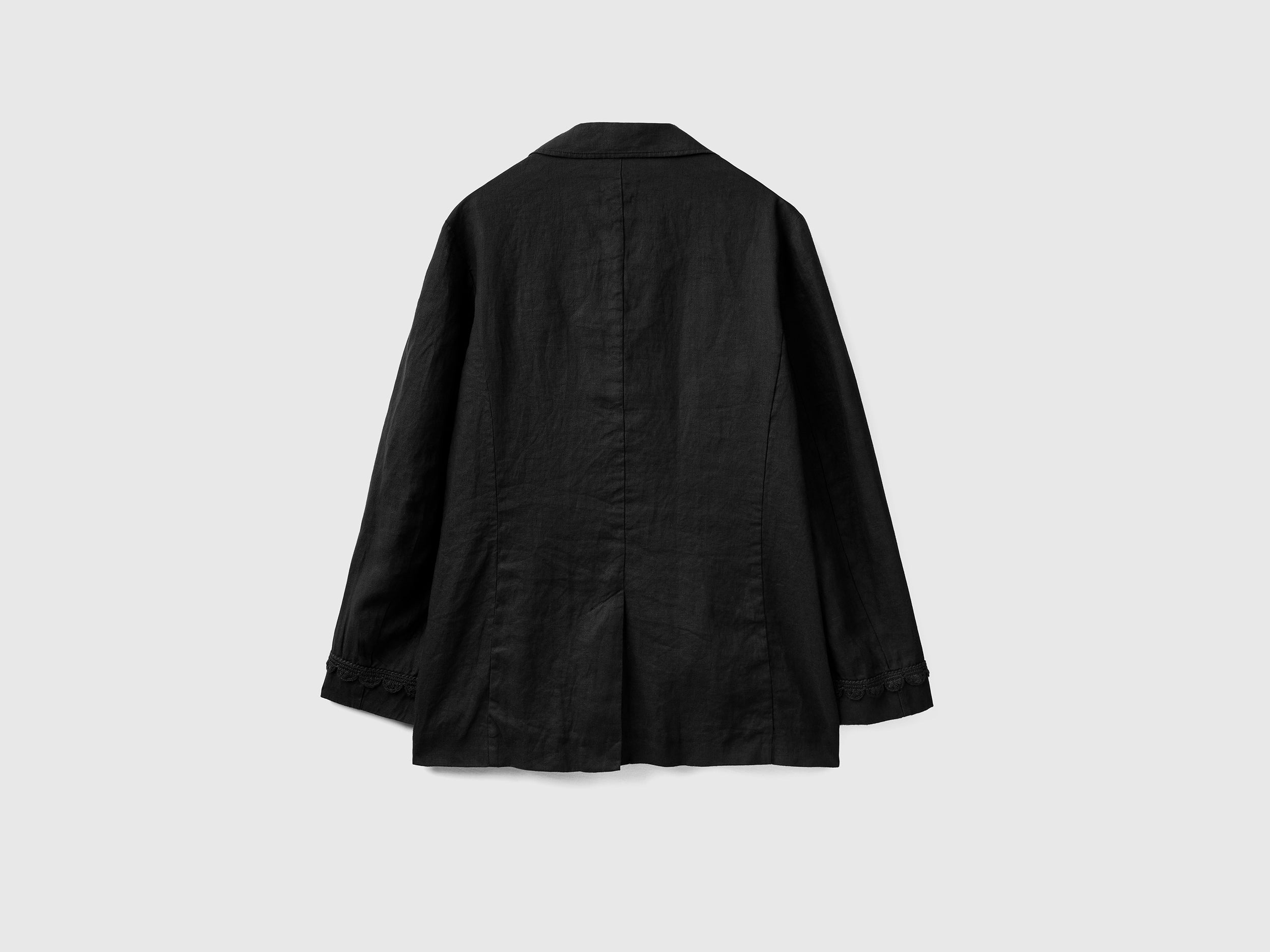 يونايتد كولورز اوف بينيتون بليزر كتان خالص بدون بطانة كم طويل نسائي