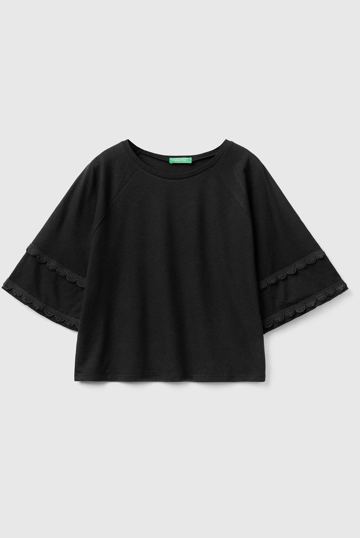 يونايتد كولورز اوف بينيتون تي شيرت من الكتان كم واسع نسائي