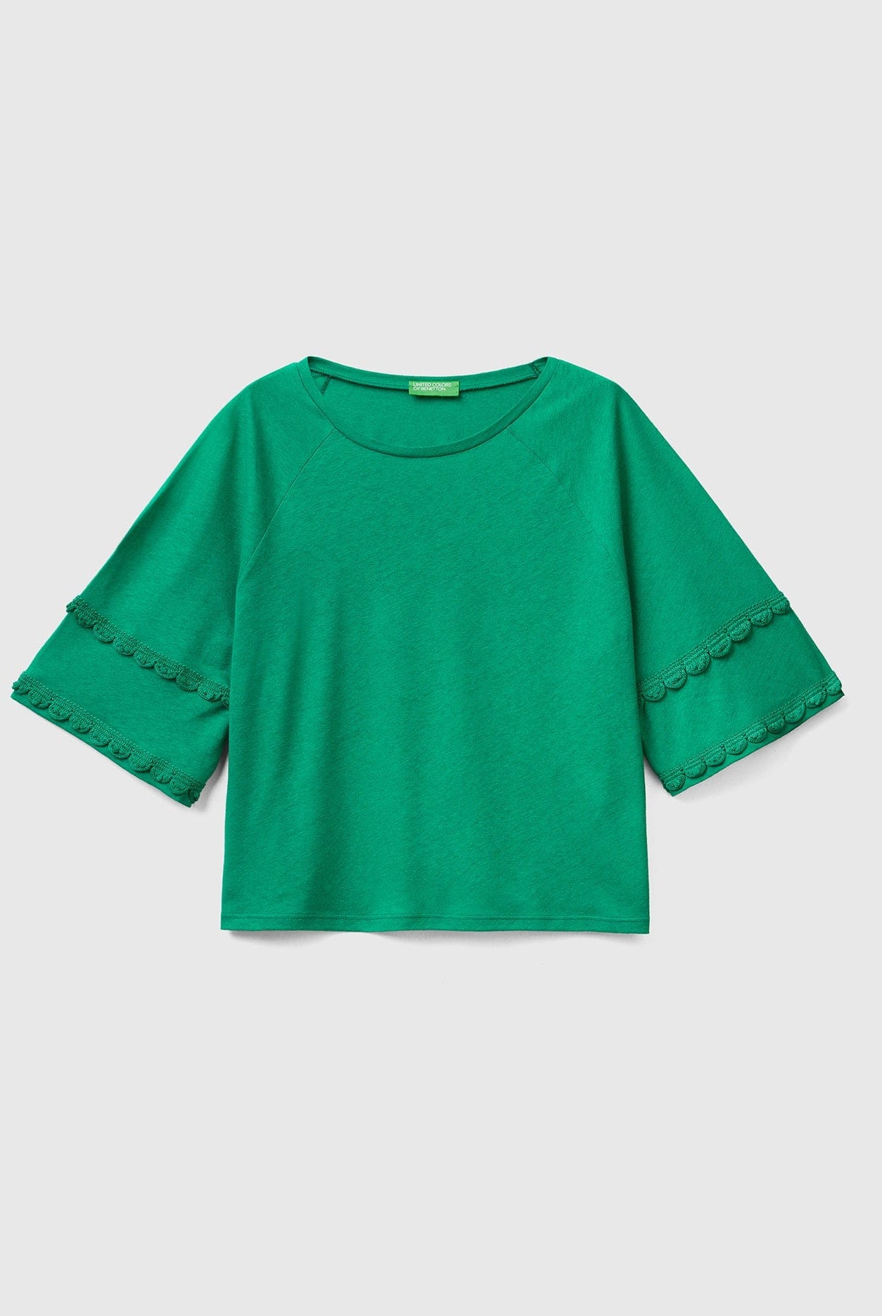 يونايتد كولورز اوف بينيتون تي شيرت من الكتان كم واسع نسائي