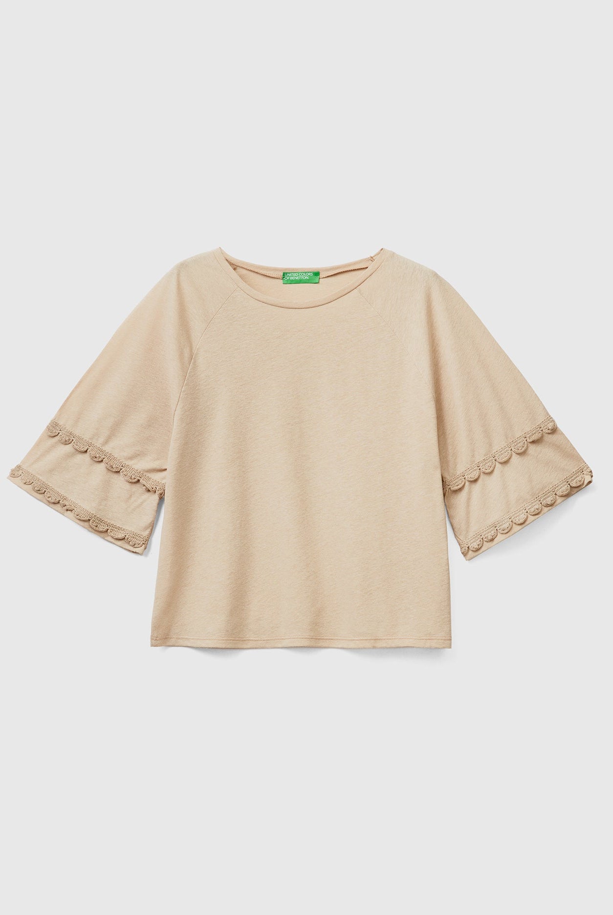 يونايتد كولورز اوف بينيتون تي شيرت من الكتان كم واسع نسائي