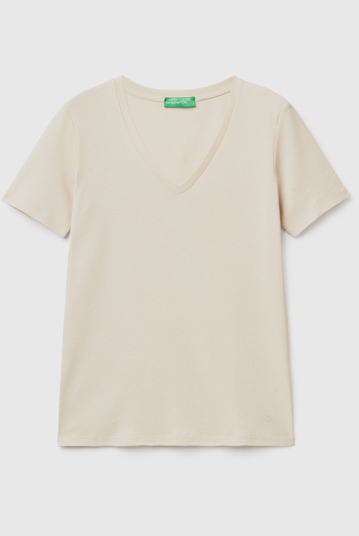 يونايتد كولورز اوف بينيتون قميص قطن خالص برقبة على شكل V