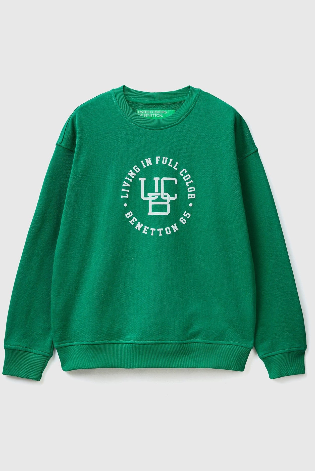 يونايتد كولورز اوف بينيتون سويت شيرت بياقة دائرية مع طباعة شعار رجالي