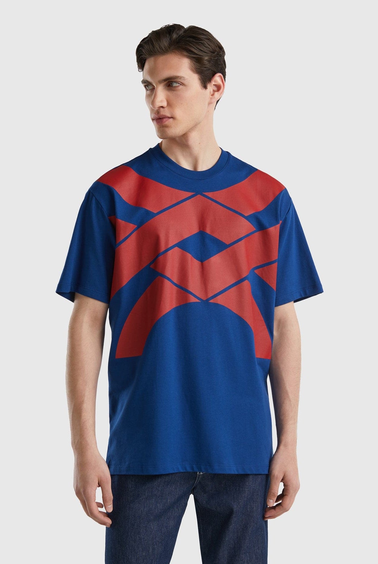 يونايتد كولورز اوف بينيتون تيشيرت بطباعة شعار نص كم رجالي