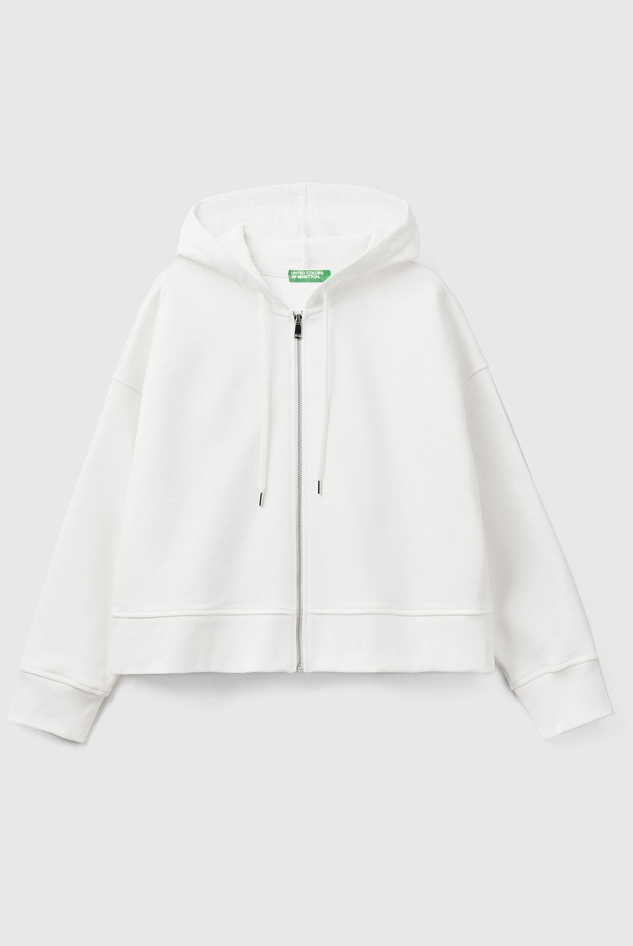 يونايتد كولورز اوف بينيتون هودي بقصة مربعة سادة بسحاب نسائي