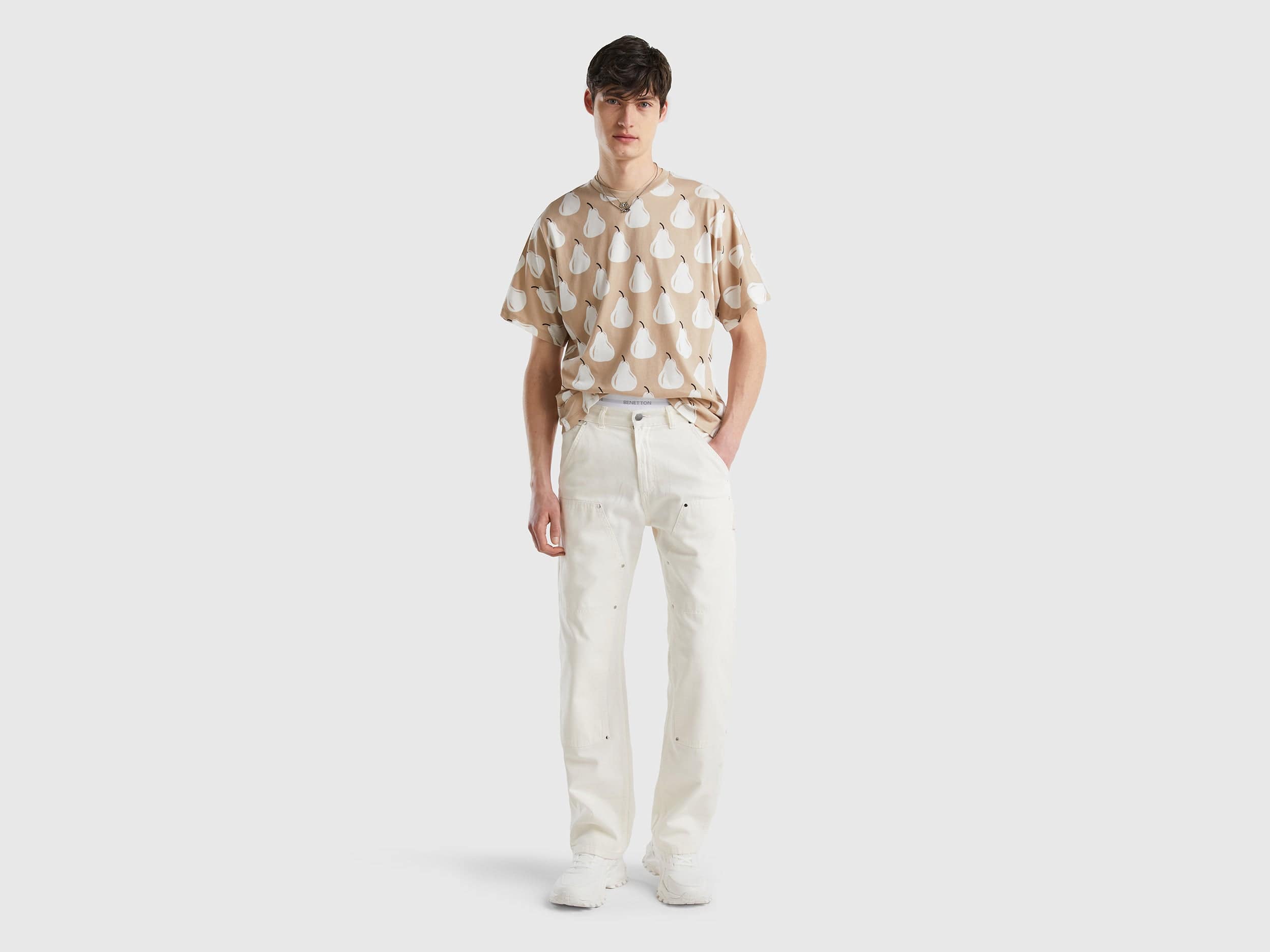 يونايتد كولورز اوف بينيتون تيشيرت بطبعة كمثرى نص كم رجالي