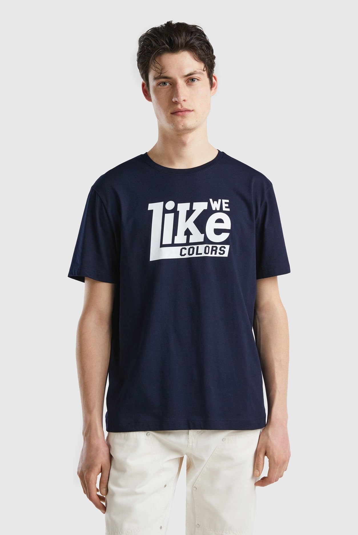 يونايتد كولورز اوف بينيتون تيشيرت شبابي قطن طويل الألياف مع طبعة على الصدر