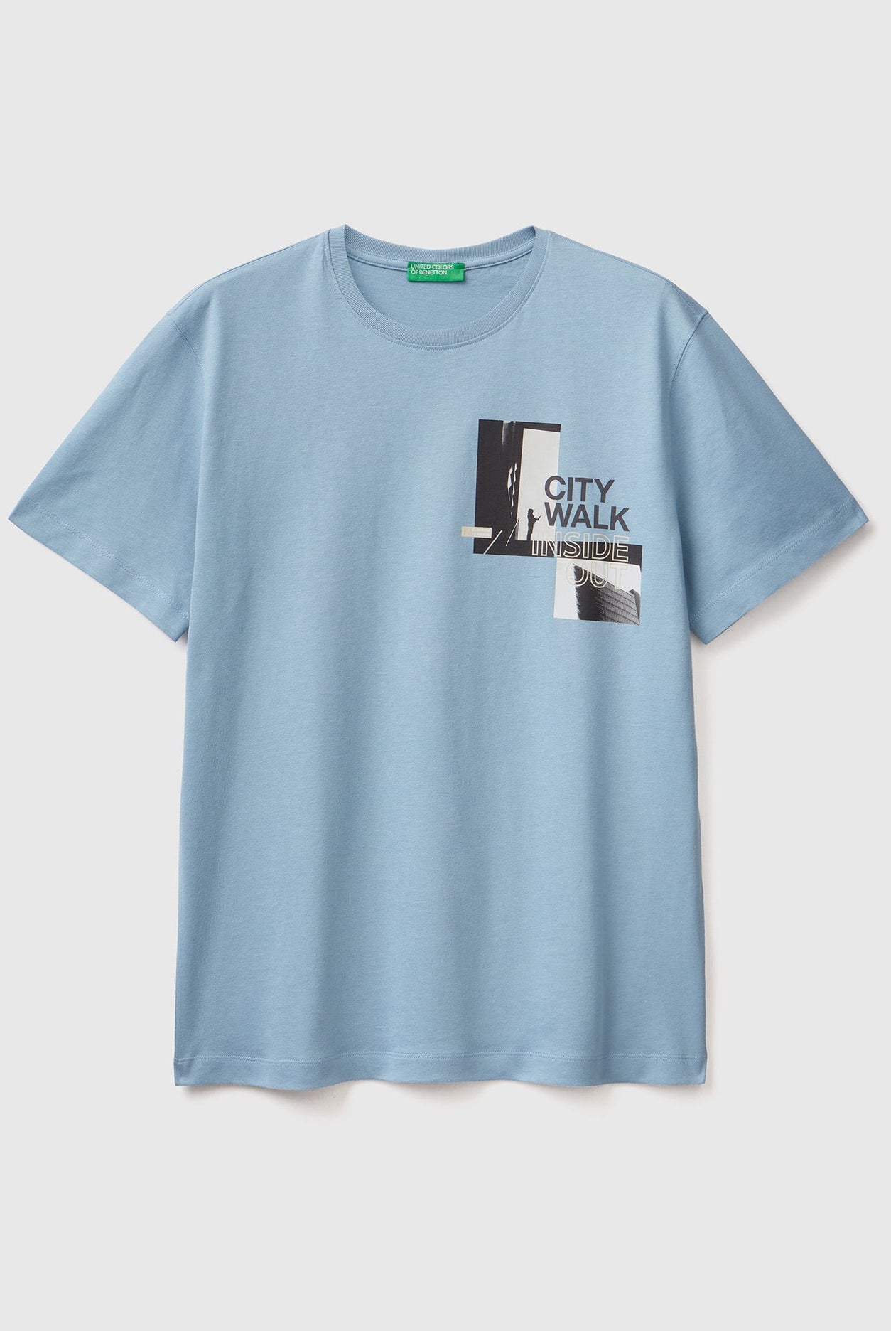 يونايتد كولورز اوف بينيتون تيشيرت بطباعة صورة أمامية نص كم رجالي