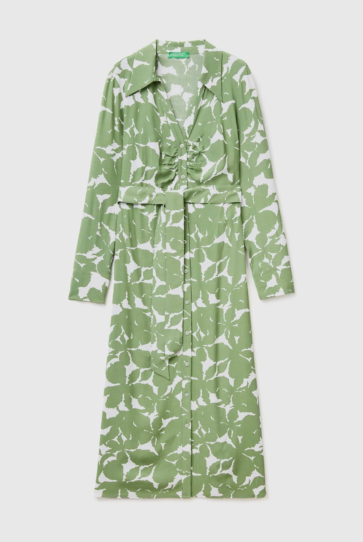 يونايتد كولورز اوف بينيتون فستان ميدي قميص نسائي بنقشة ورود من الفسكوز الخالص