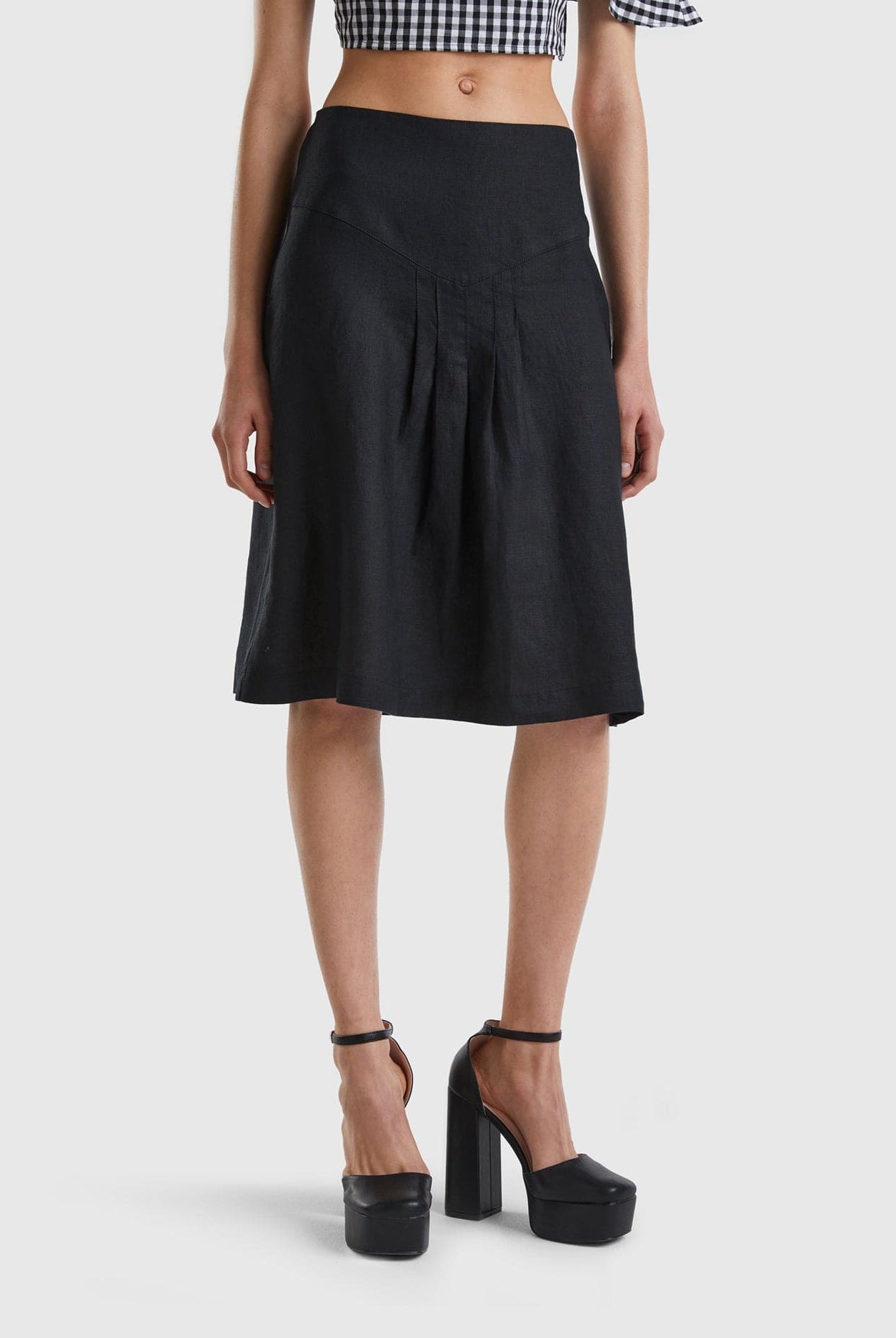 يونايتد كولورز اوف بينيتون تنورة نسائي من الكتان الخالص