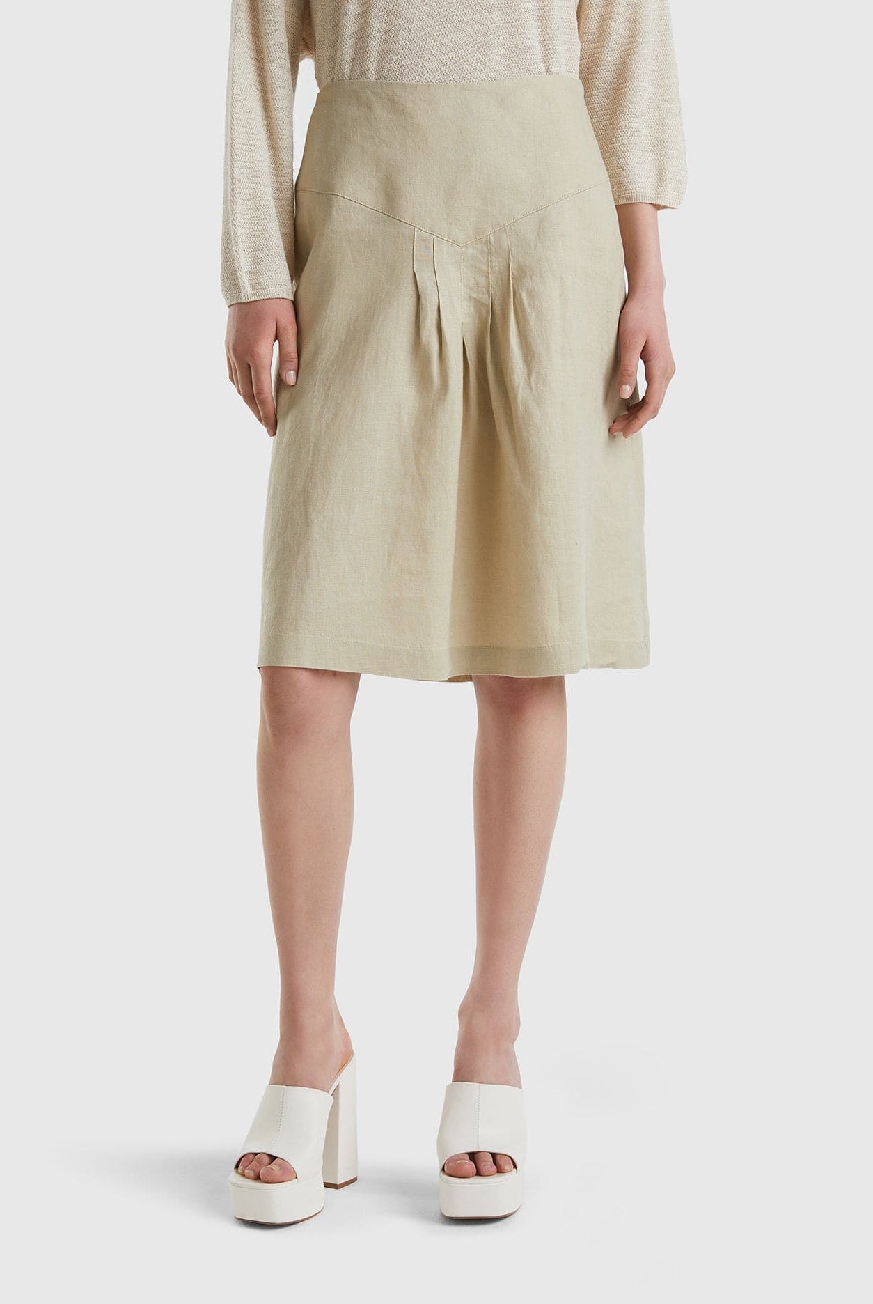 يونايتد كولورز اوف بينيتون تنورة نسائي من الكتان الخالص