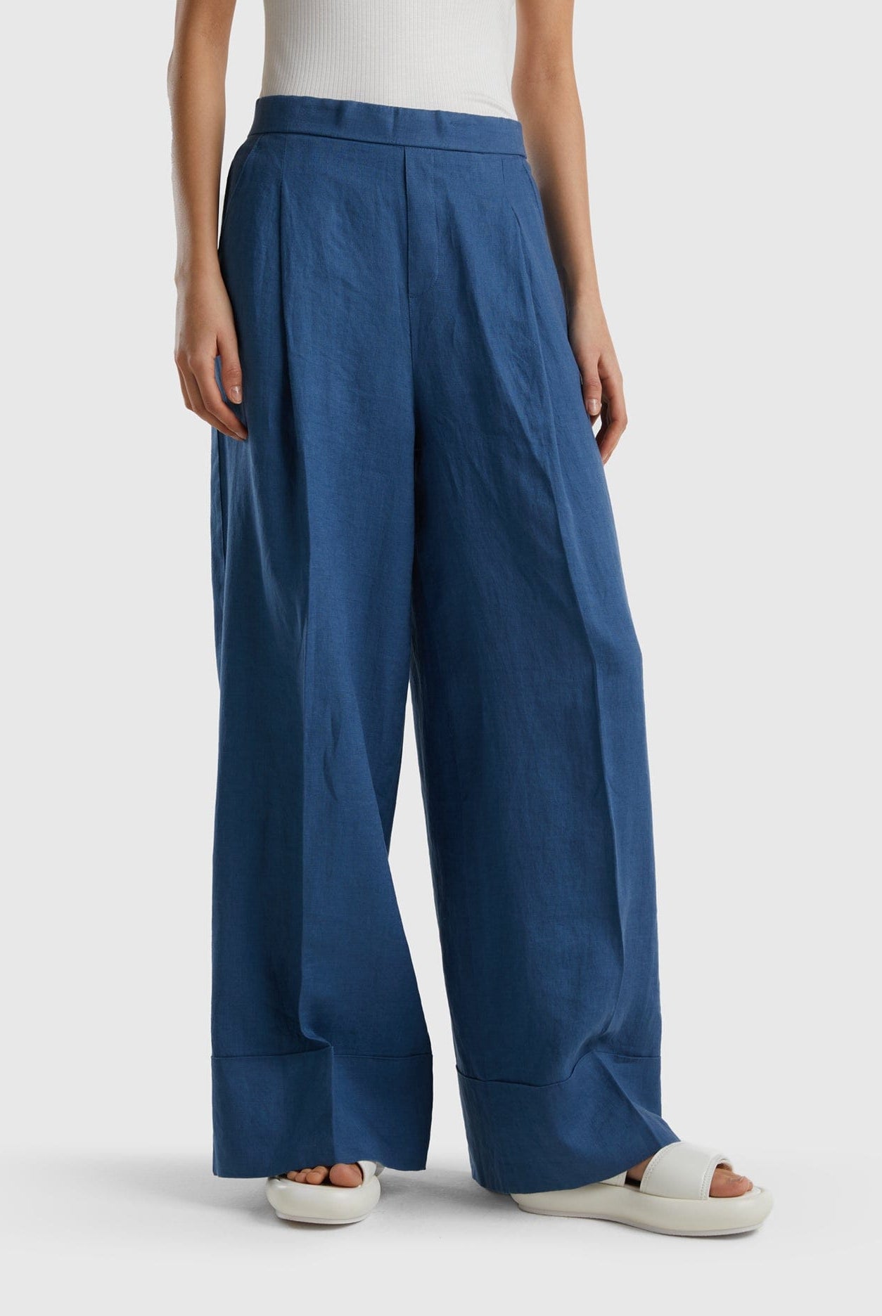 يونايتد كولورز اوف بينيتون بنطلون بالازو كتان خالص 100%