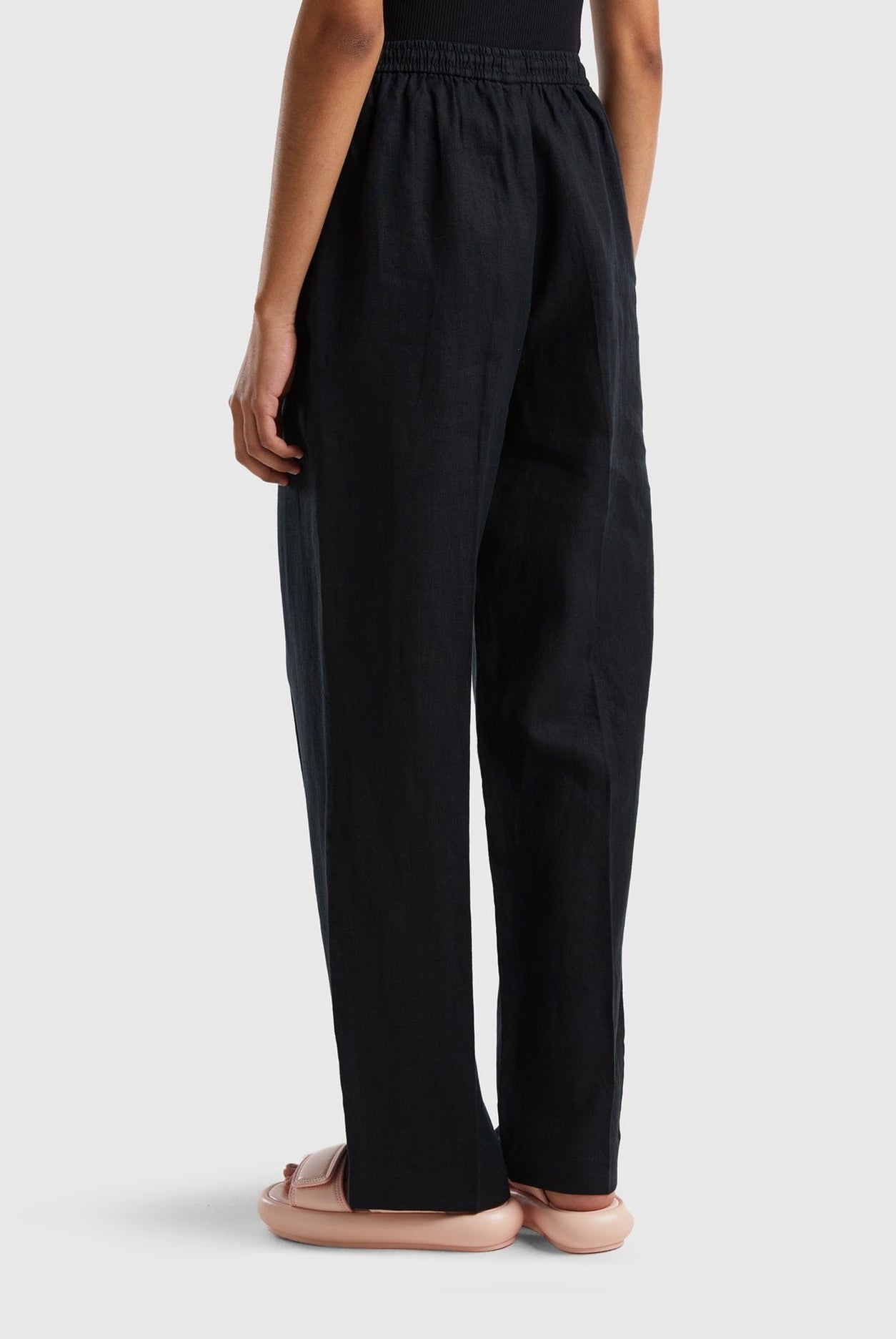 يونايتد كولورز اوف بينيتون بنطلون من الكتان الخالص بخصر مطاطي