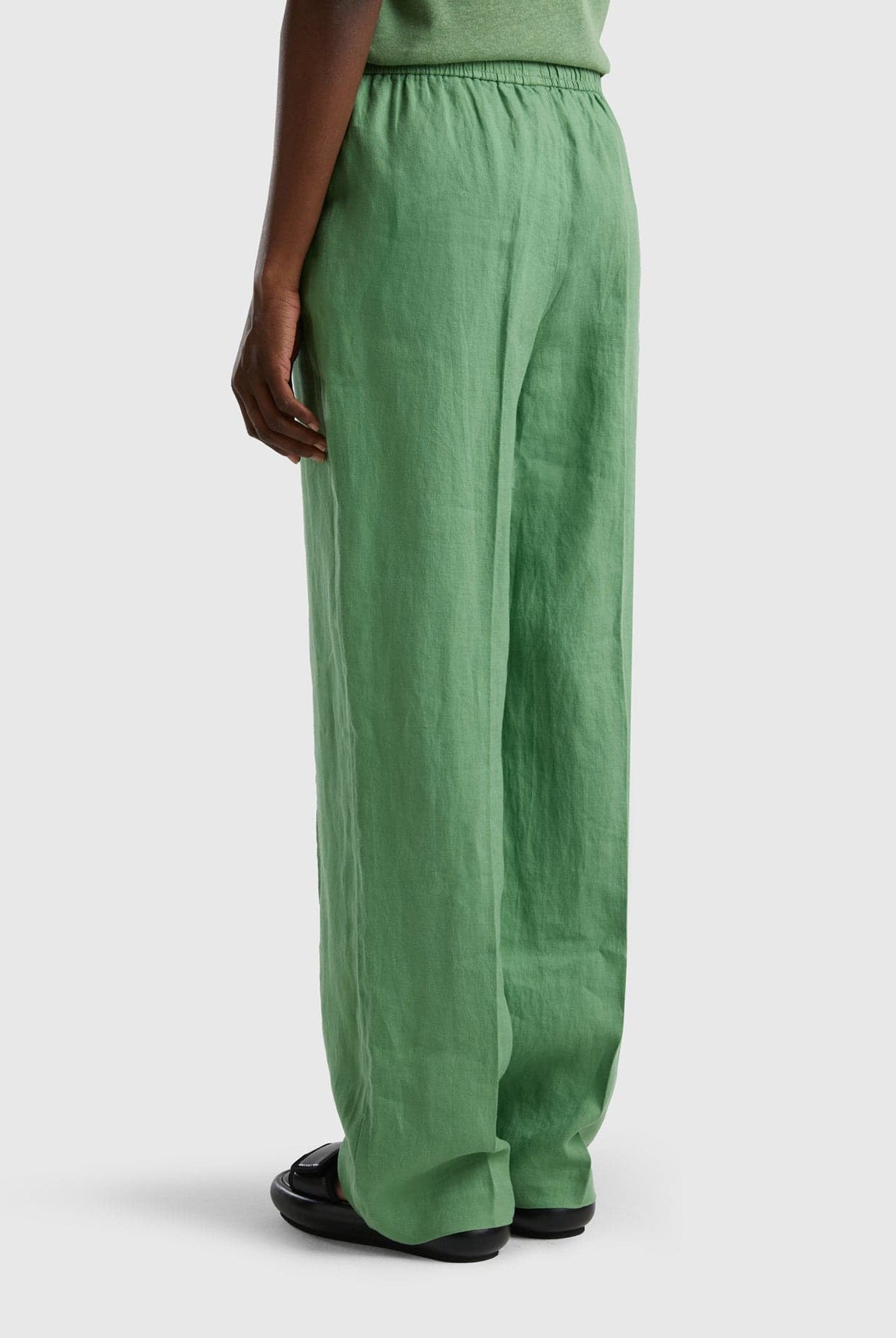 يونايتد كولورز اوف بينيتون بنطلون من الكتان الخالص بخصر مطاطي