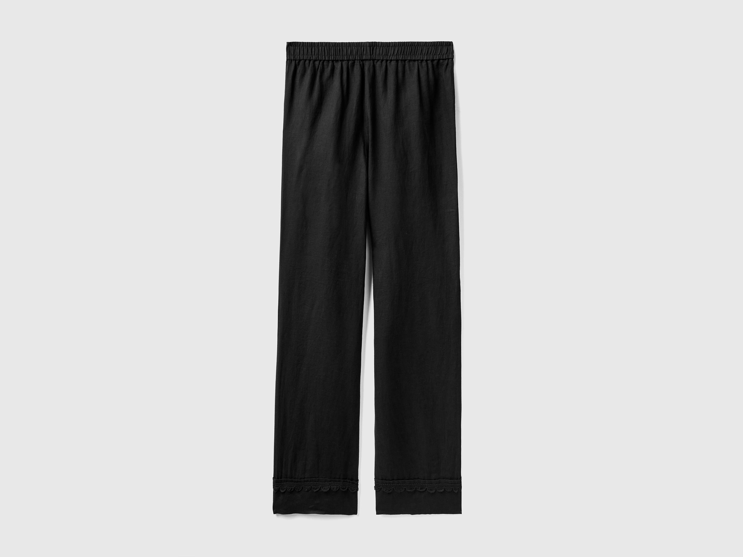 يونايتد كولورز اوف بينيتون بنطال من الكتان النقي مع تفاصيل كروشيه مسائي