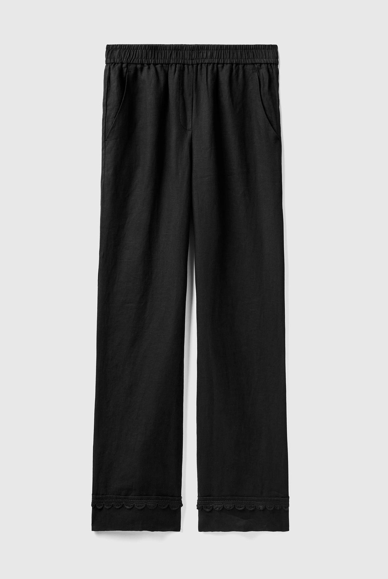 يونايتد كولورز اوف بينيتون بنطال من الكتان النقي مع تفاصيل كروشيه مسائي