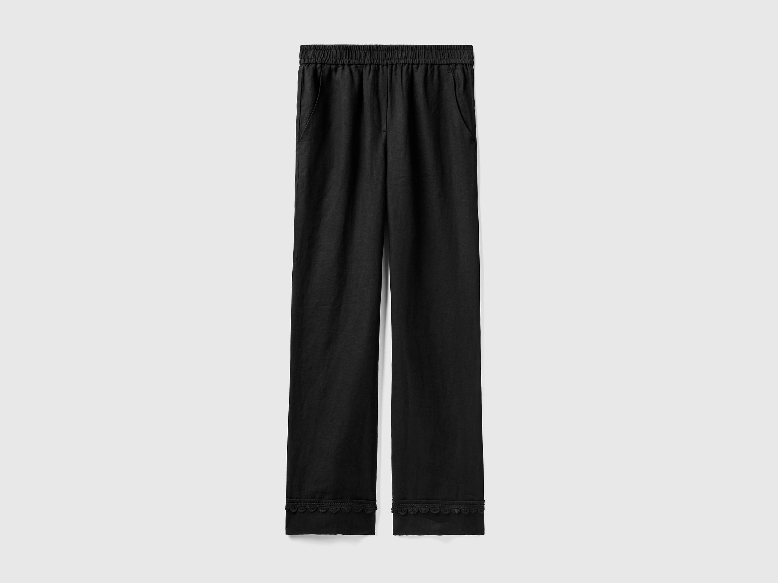 يونايتد كولورز اوف بينيتون بنطال من الكتان النقي مع تفاصيل كروشيه مسائي