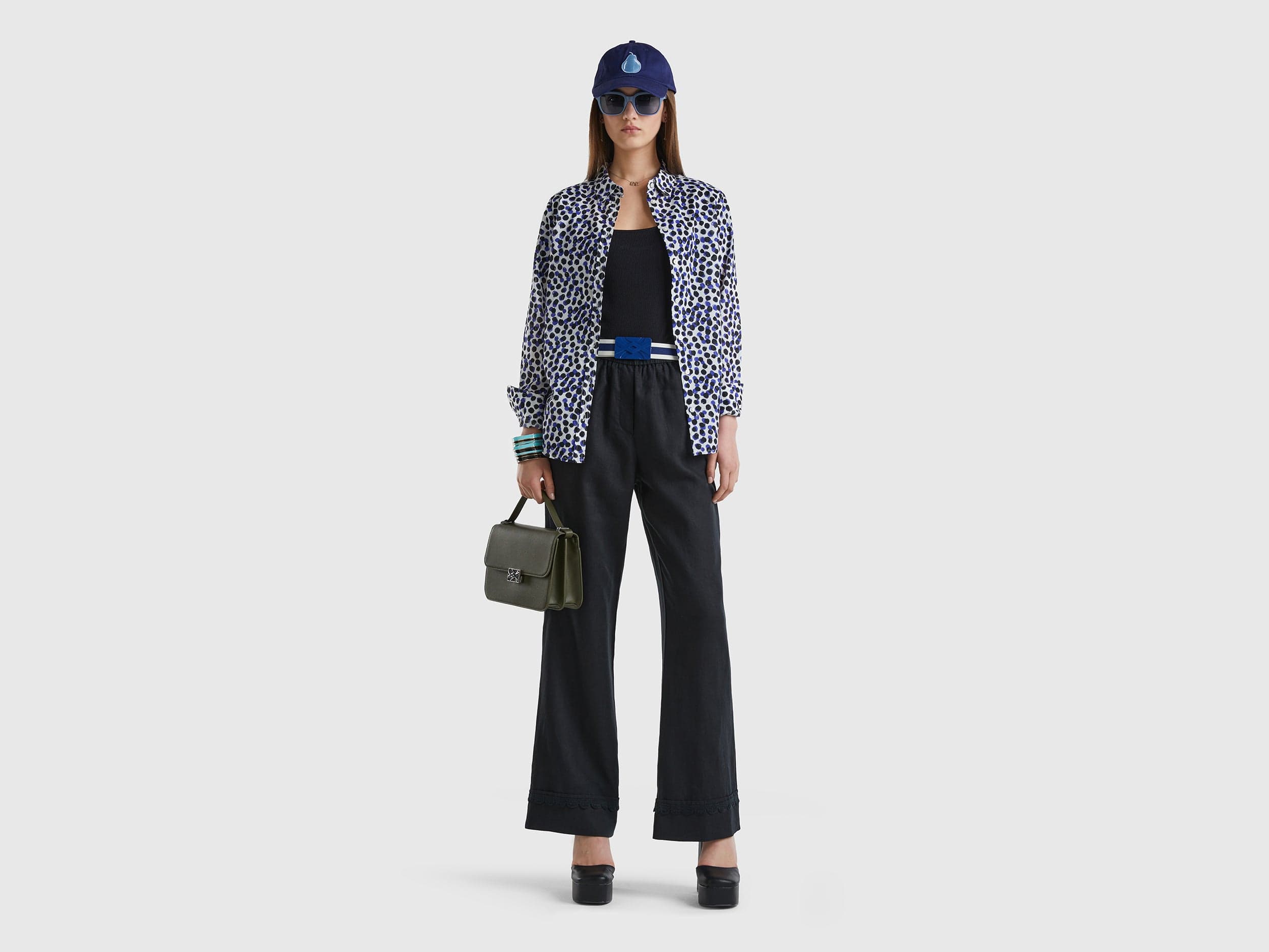 يونايتد كولورز اوف بينيتون بنطال من الكتان النقي مع تفاصيل كروشيه مسائي