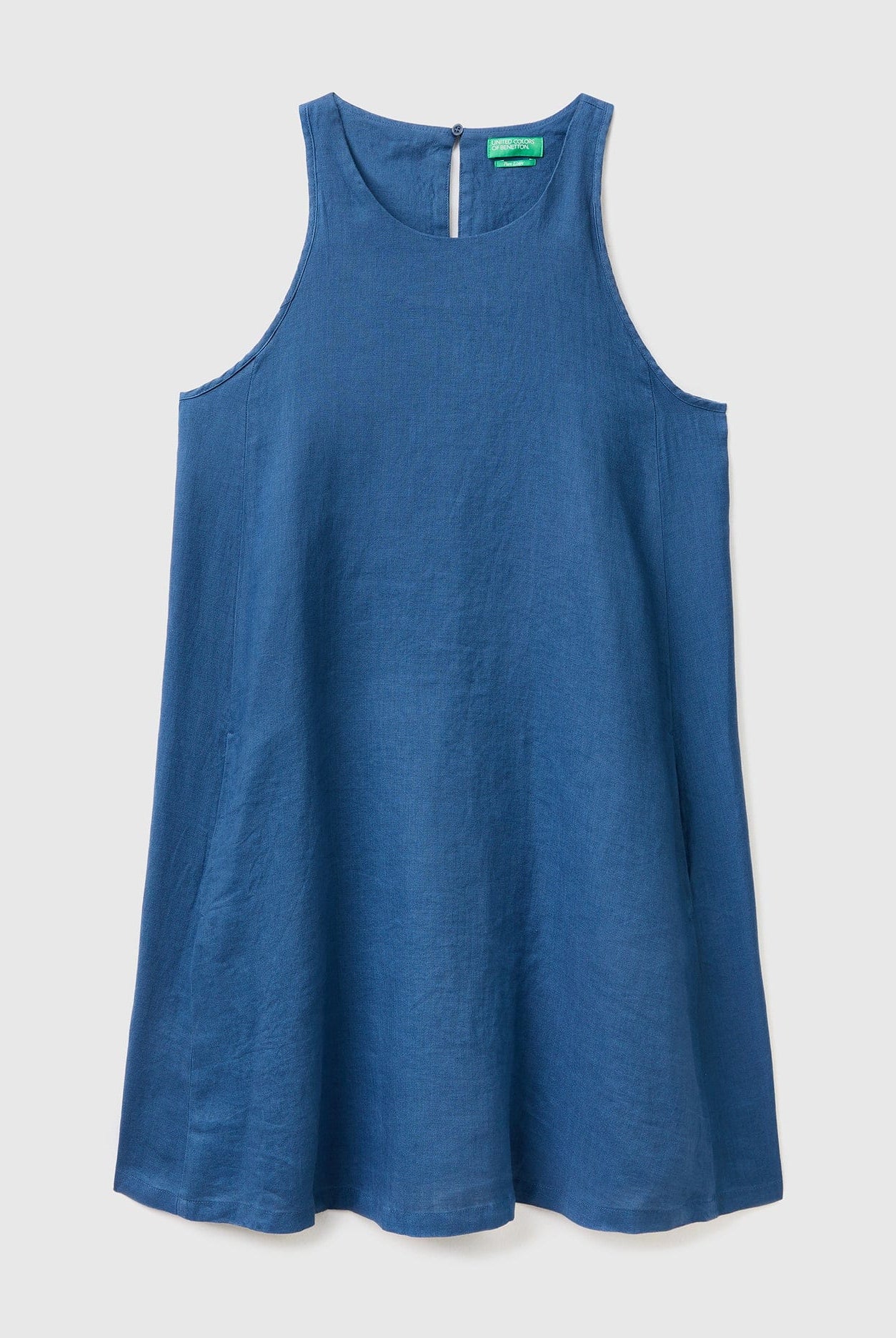 يونايتد كولورز اوف بينيتون فستان قصير نسائي بدون أكمام من الكتان الخالص