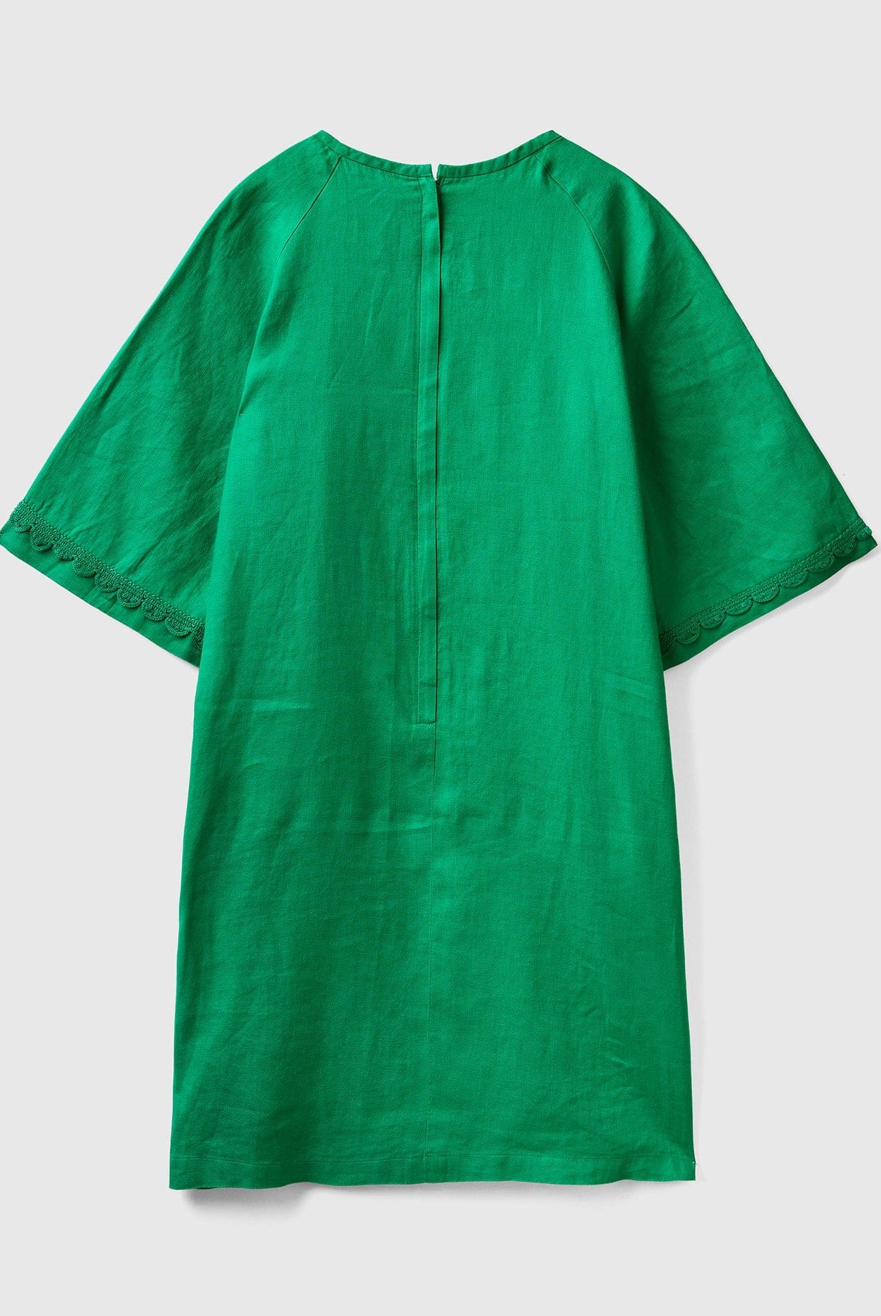 يونايتد كولورز اوف بينيتون فستان قصير نسائي من الكتان الخالص بتفاصيل كروشيه