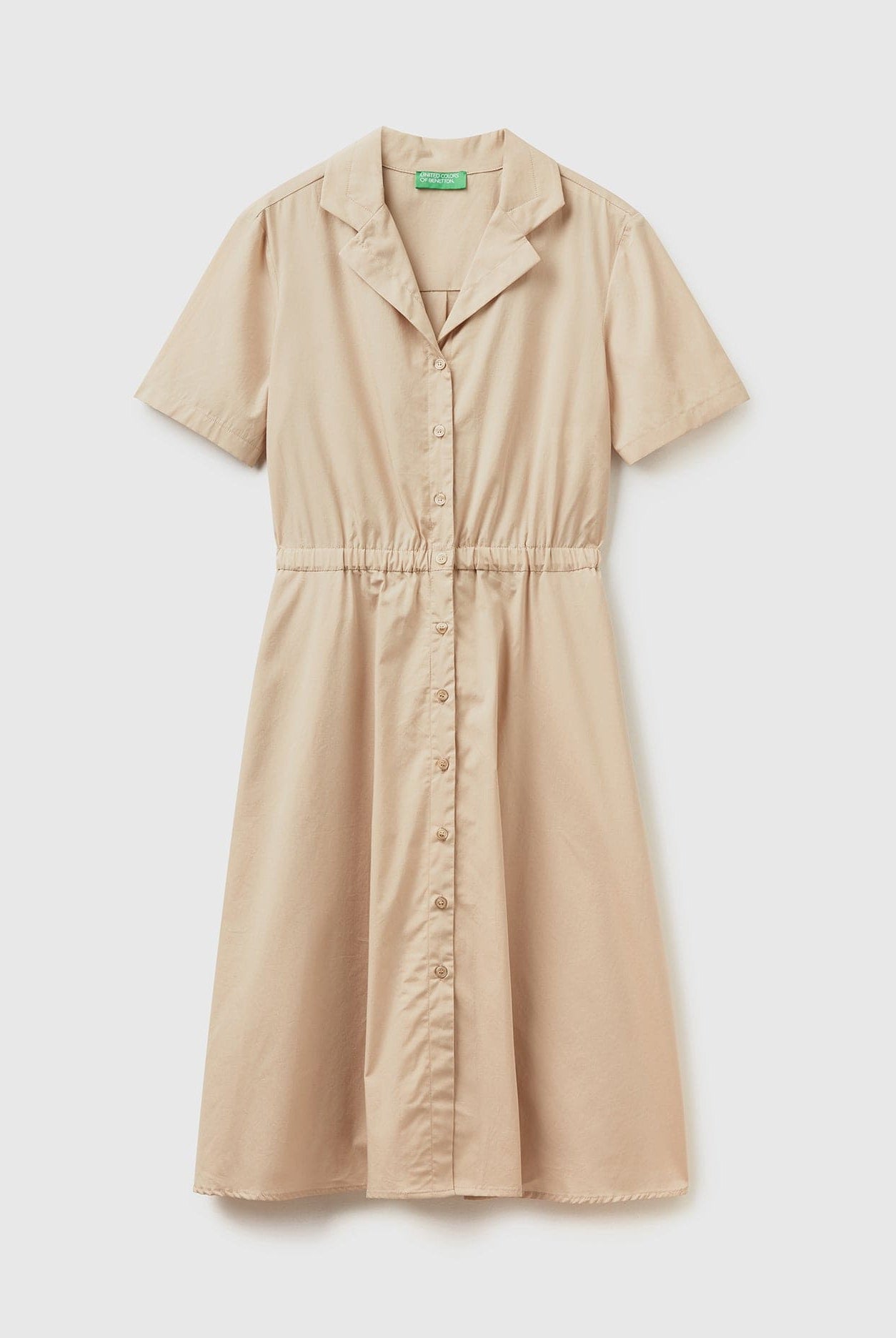 يونايتد كولورز اوف بينيتون فستان نسائي قميص قطن ميدي مع ازرار من المنتصف