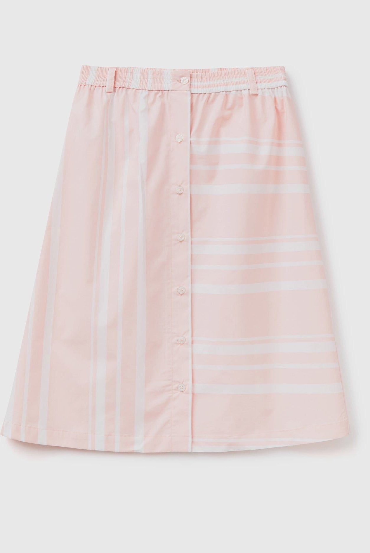 يونايتد كولورز اوف بينيتون تنورة مخططة بأزرار قصيرة نسائي