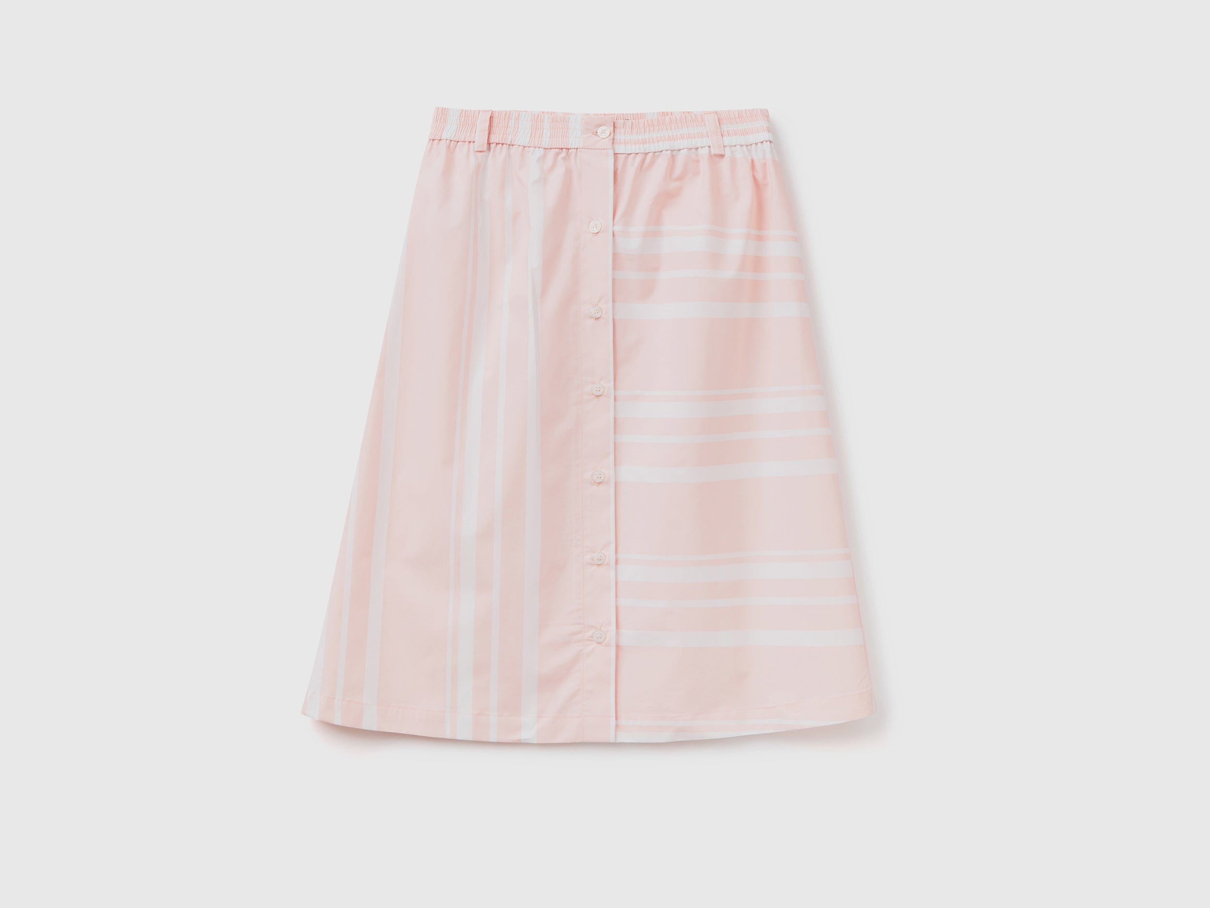 يونايتد كولورز اوف بينيتون تنورة مخططة بأزرار قصيرة نسائي