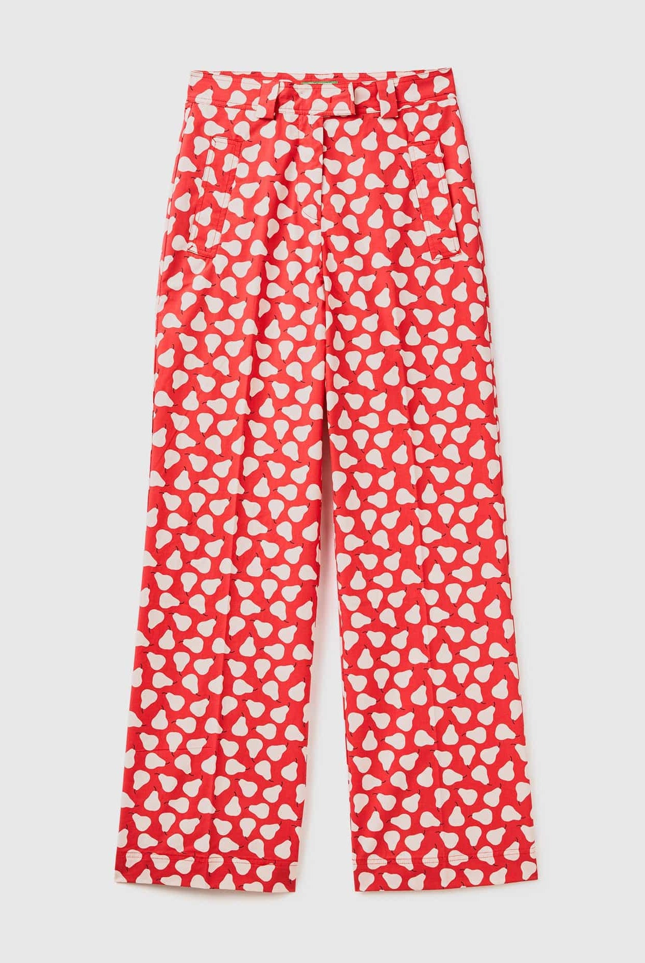 يونايتد كولورز اوف بينيتون بنطلون نسائي بالازو أحمر بنقشة الكمثرى