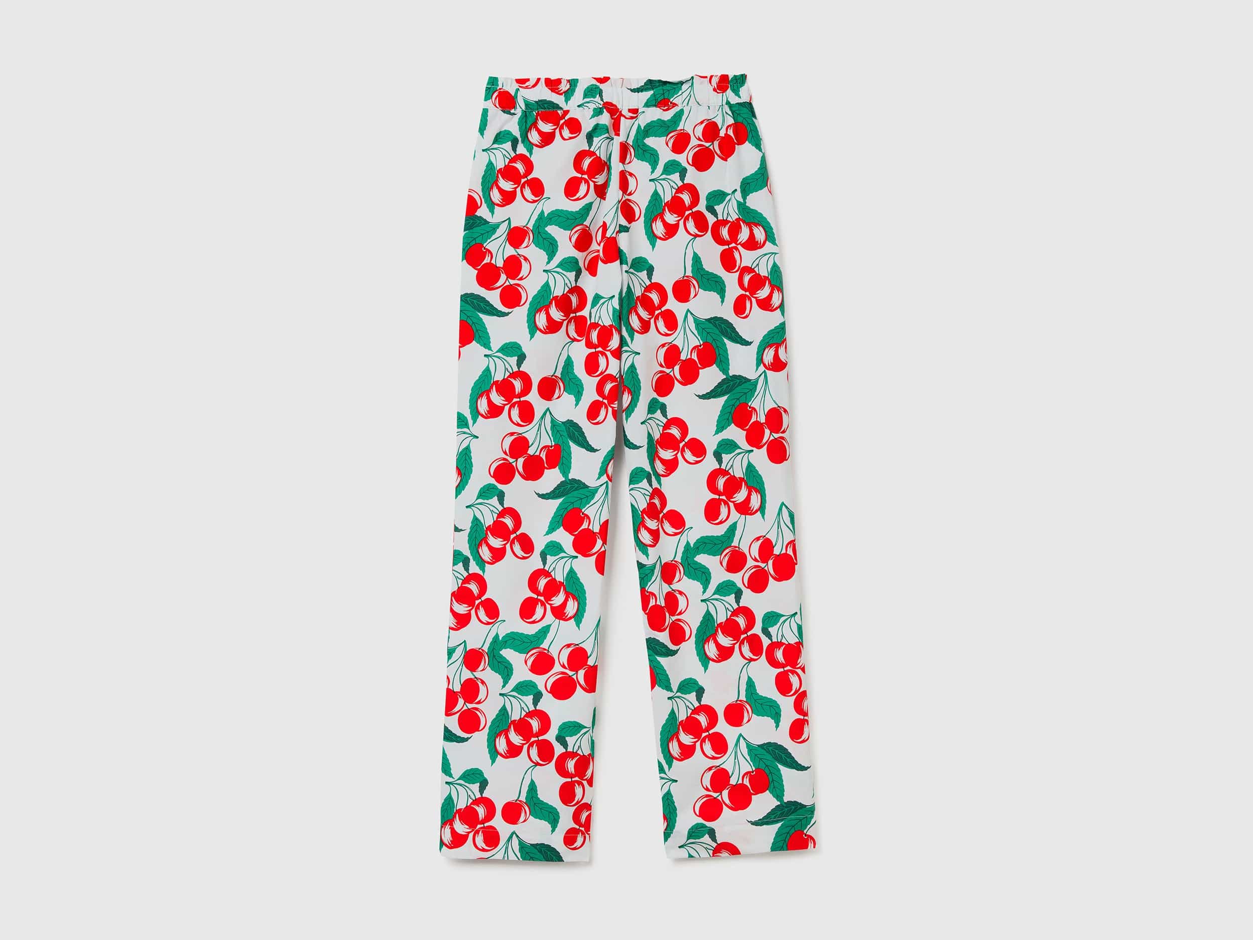 يونايتد كولورز اوف بينيتون بنطلون بطبعة الكرز طويل بخصر مطاطي نسائي