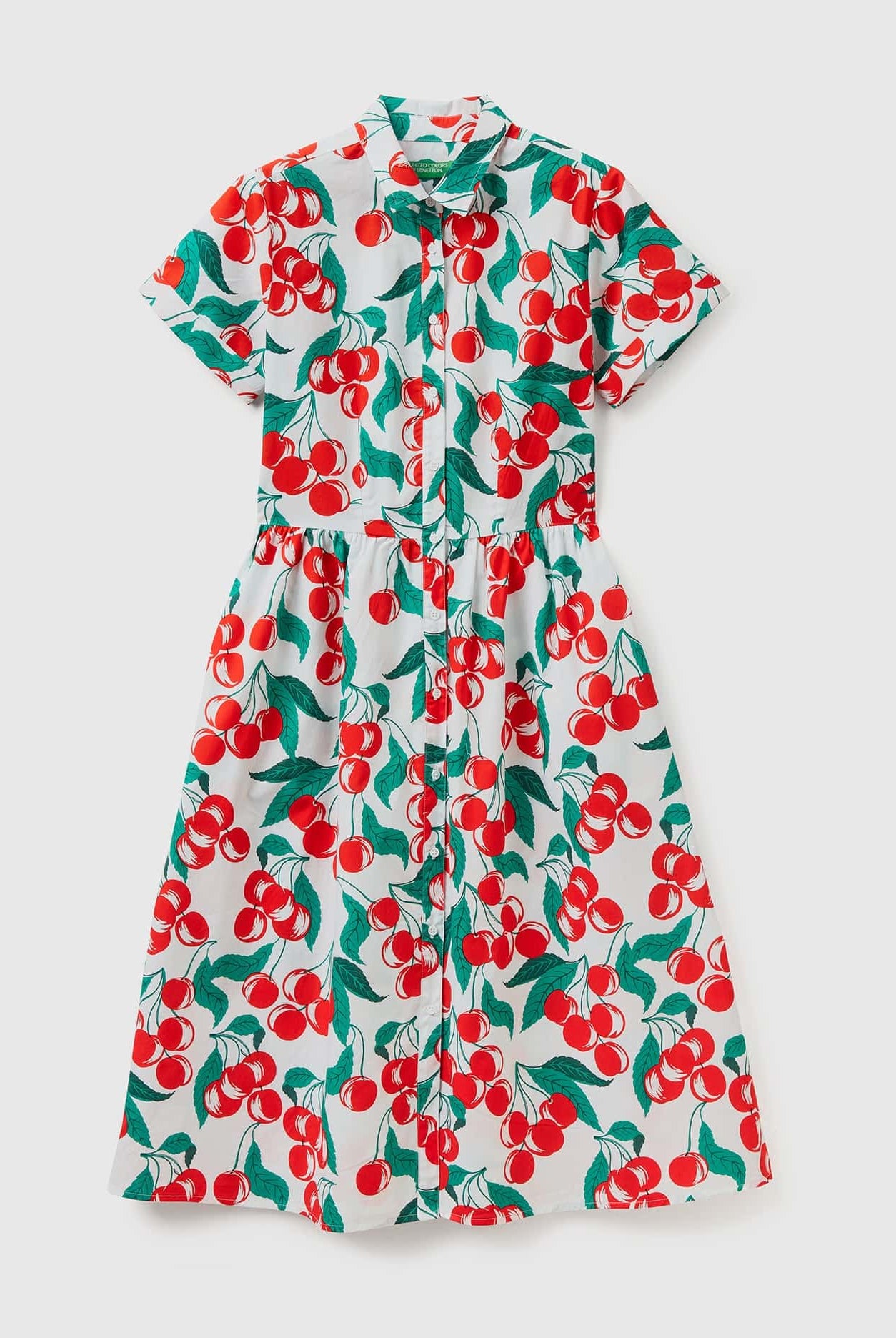 يونايتد كولورز اوف بينيتون فستان ميدي قميص نسائي بطبعة الكرز
