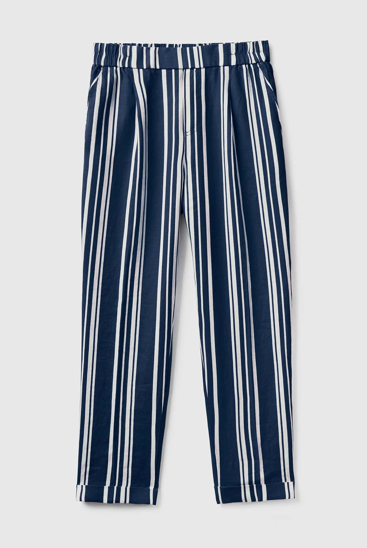 يونايتد كولورز اوف بينيتون بنطلون نسائي منقوش من الكتان الخالص