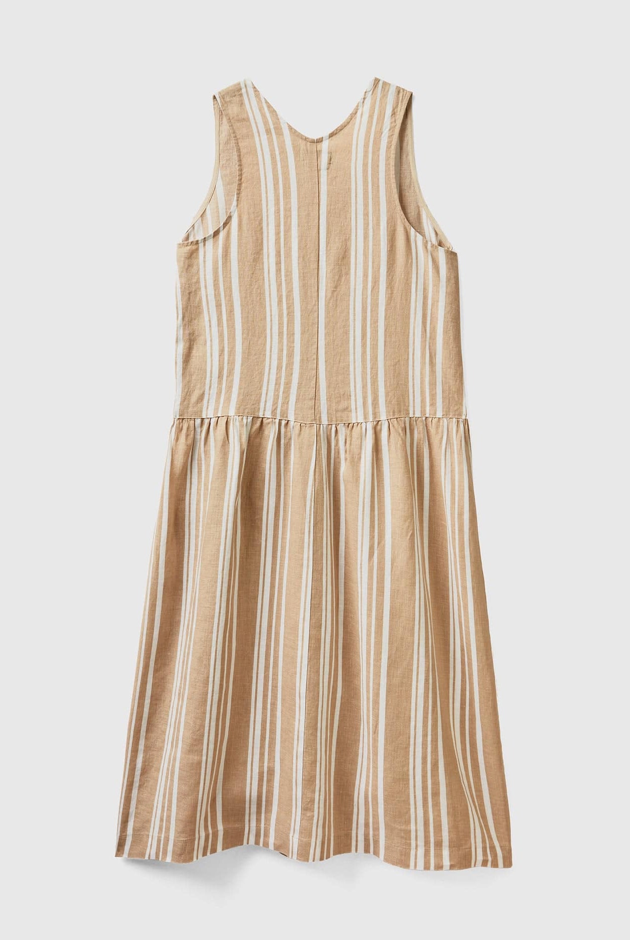 يونايتد كولورز اوف بينيتون فستان قصير نسائي من الكتان المطبوع النقي بخطوط بدون اكمام