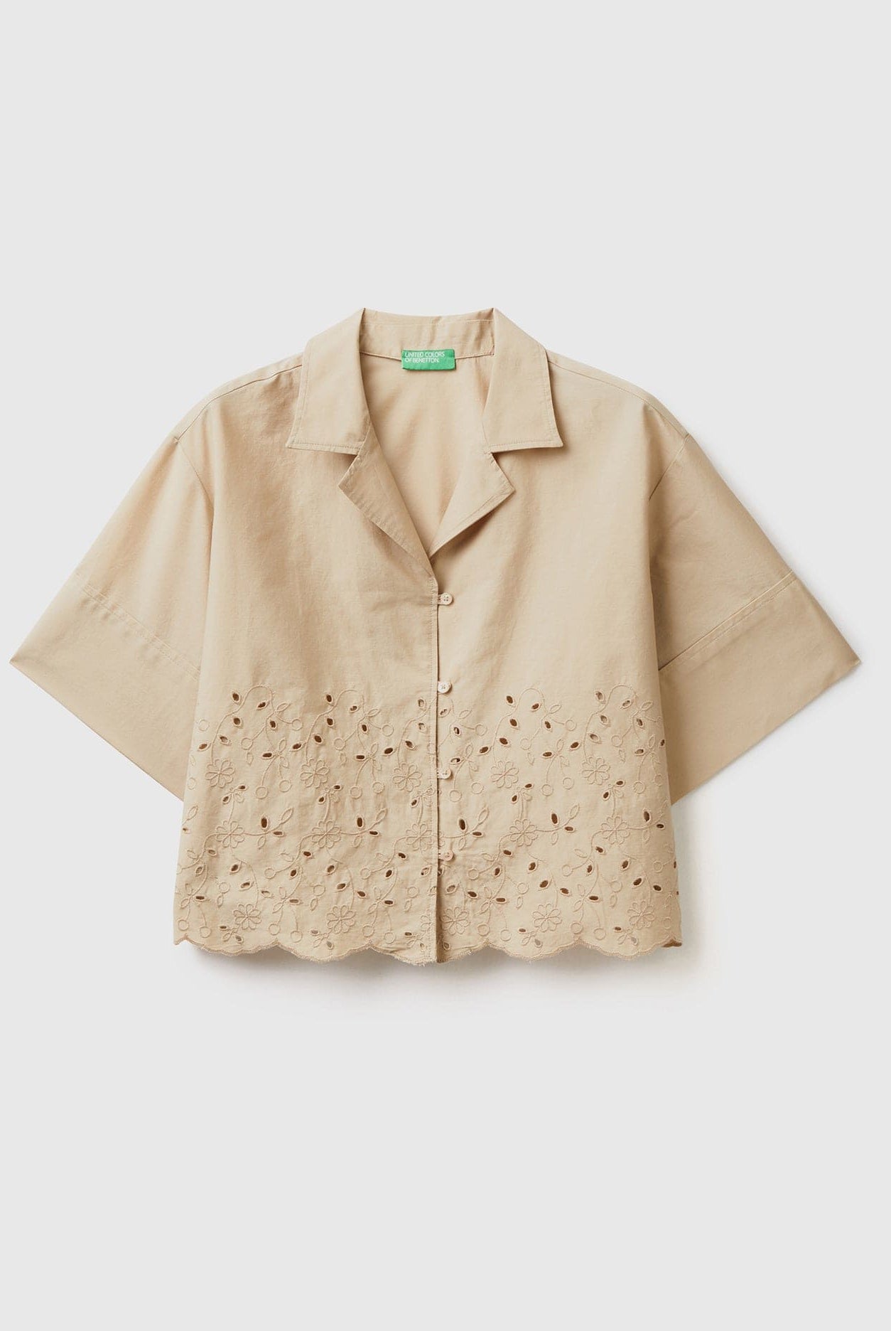 يونايتد كولورز اوف بينيتون قميص نسائي بتطريز برودري أنجليز