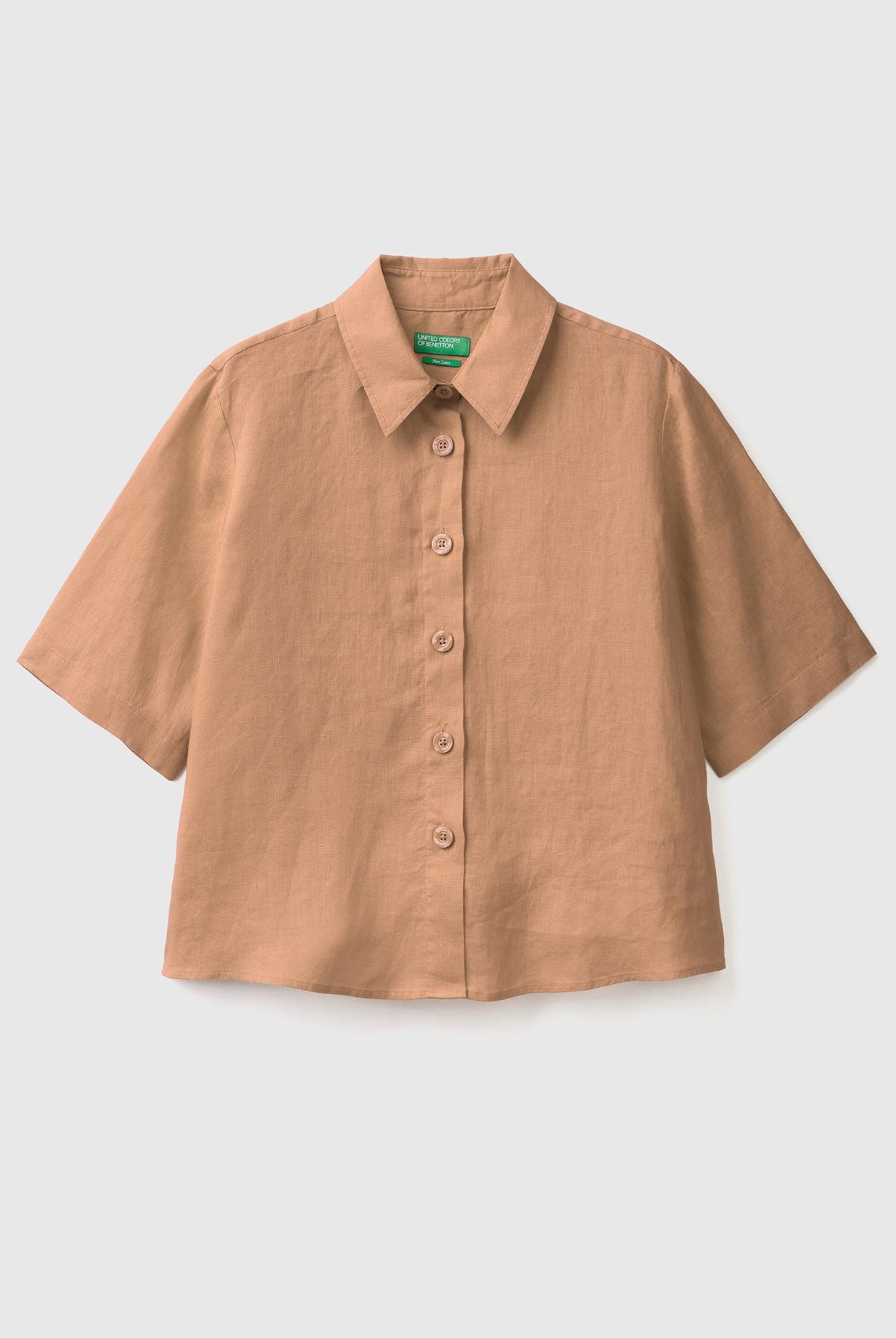 يونايتد كولورز اوف بينيتون قميص قصير من الكتان الخالص