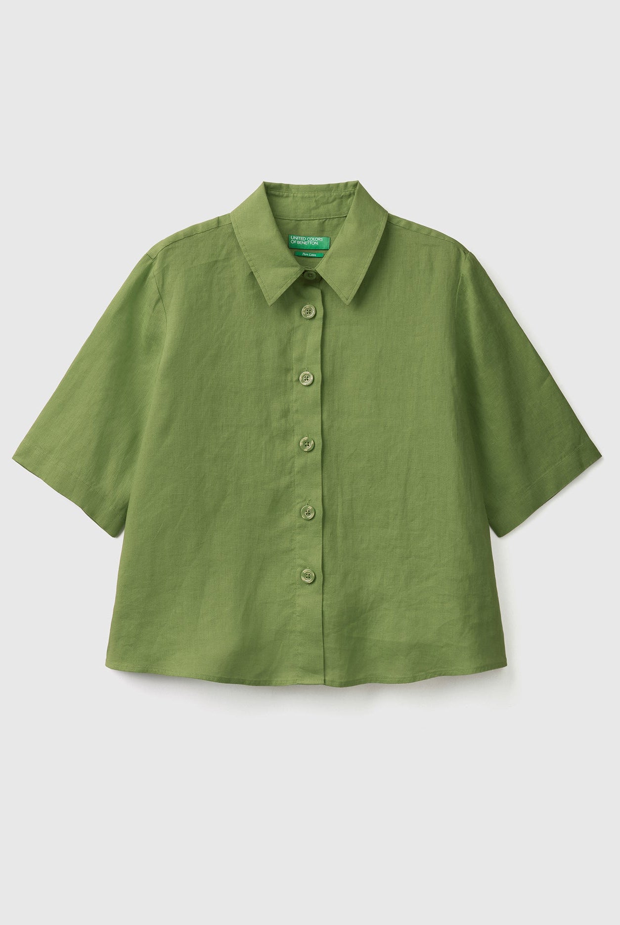 يونايتد كولورز اوف بينيتون قميص قصير من الكتان الخالص