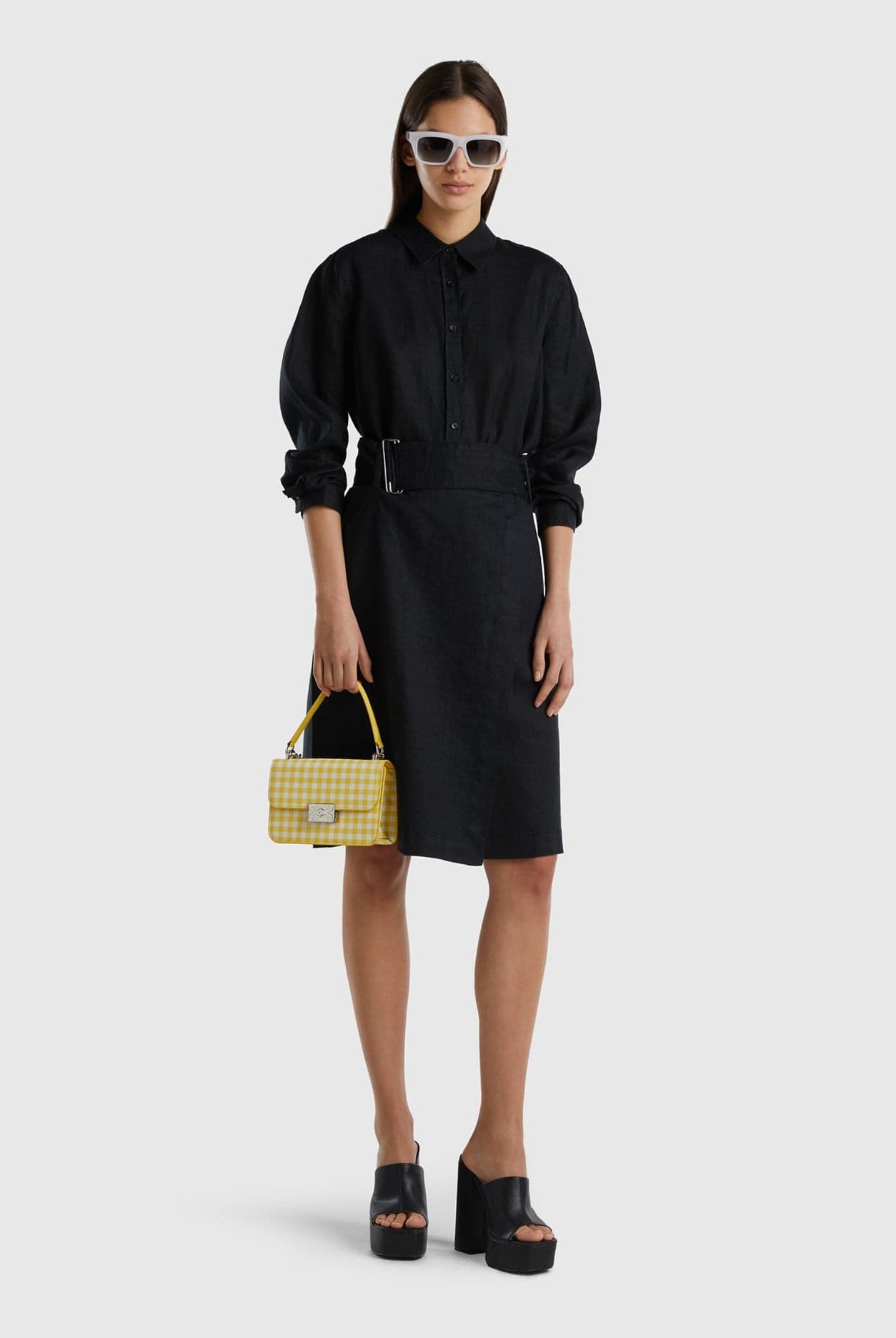 يونايتد كولورز اوف بينيتون قميص طويل من الكتان الخالص