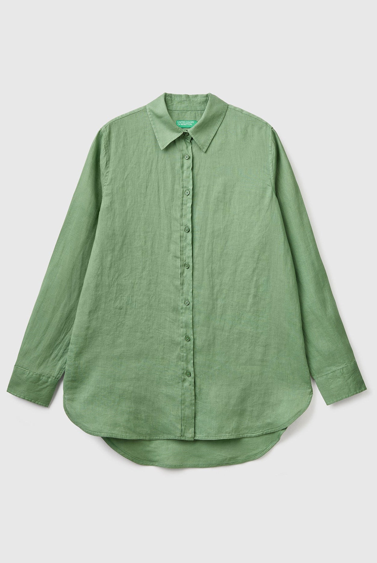 يونايتد كولورز اوف بينيتون قميص طويل من الكتان الخالص