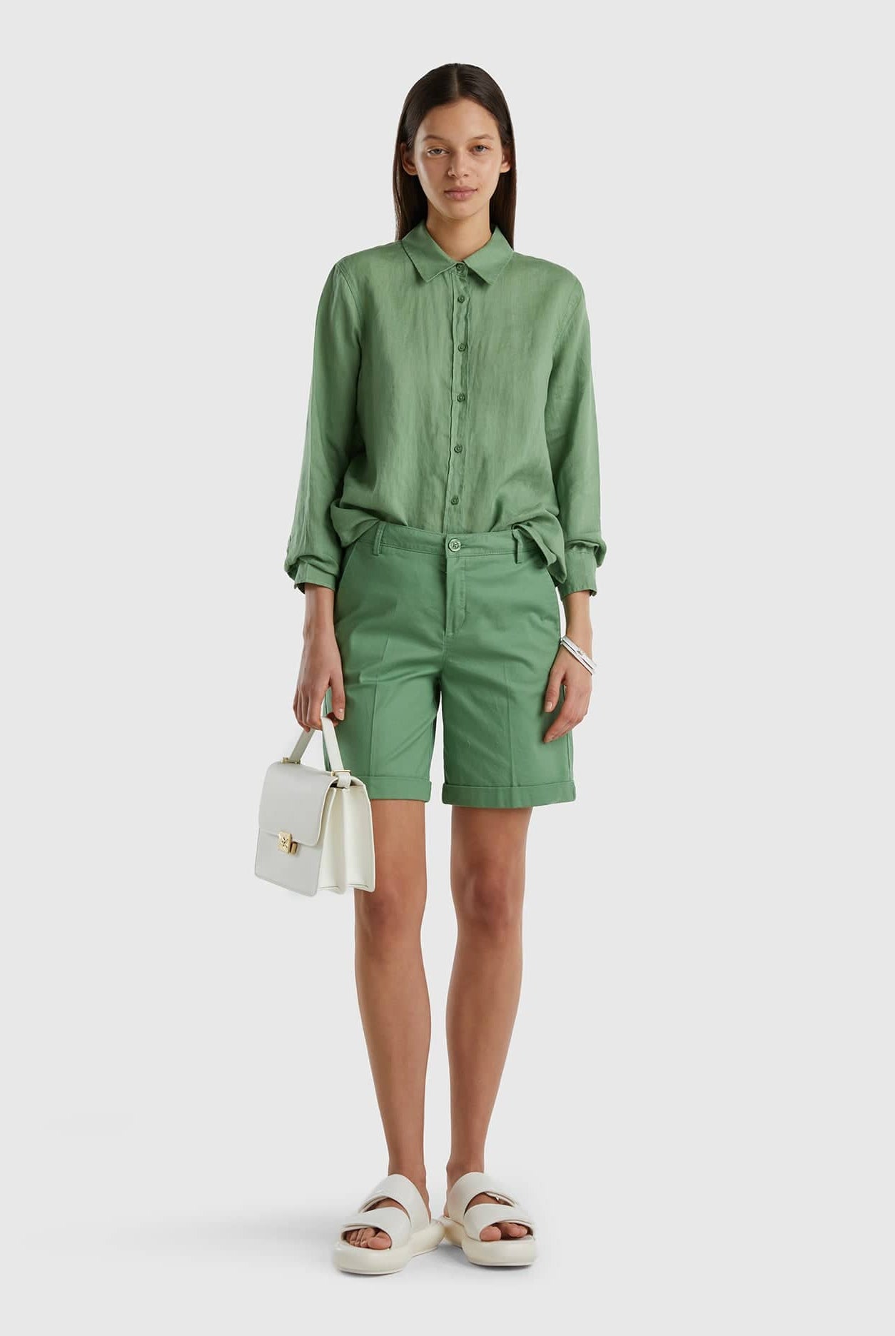 يونايتد كولورز اوف بينيتون قميص طويل من الكتان الخالص