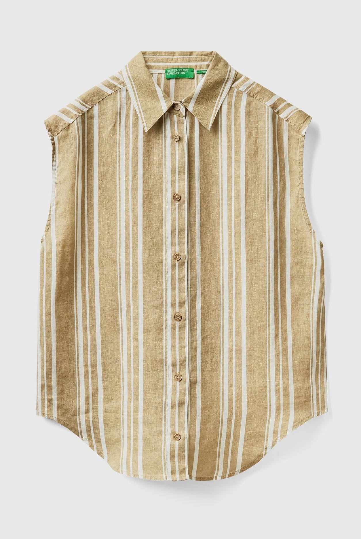 يونايتد كولورز اوف بينيتون قميص نسائي من الكتان المطبوع الخالص