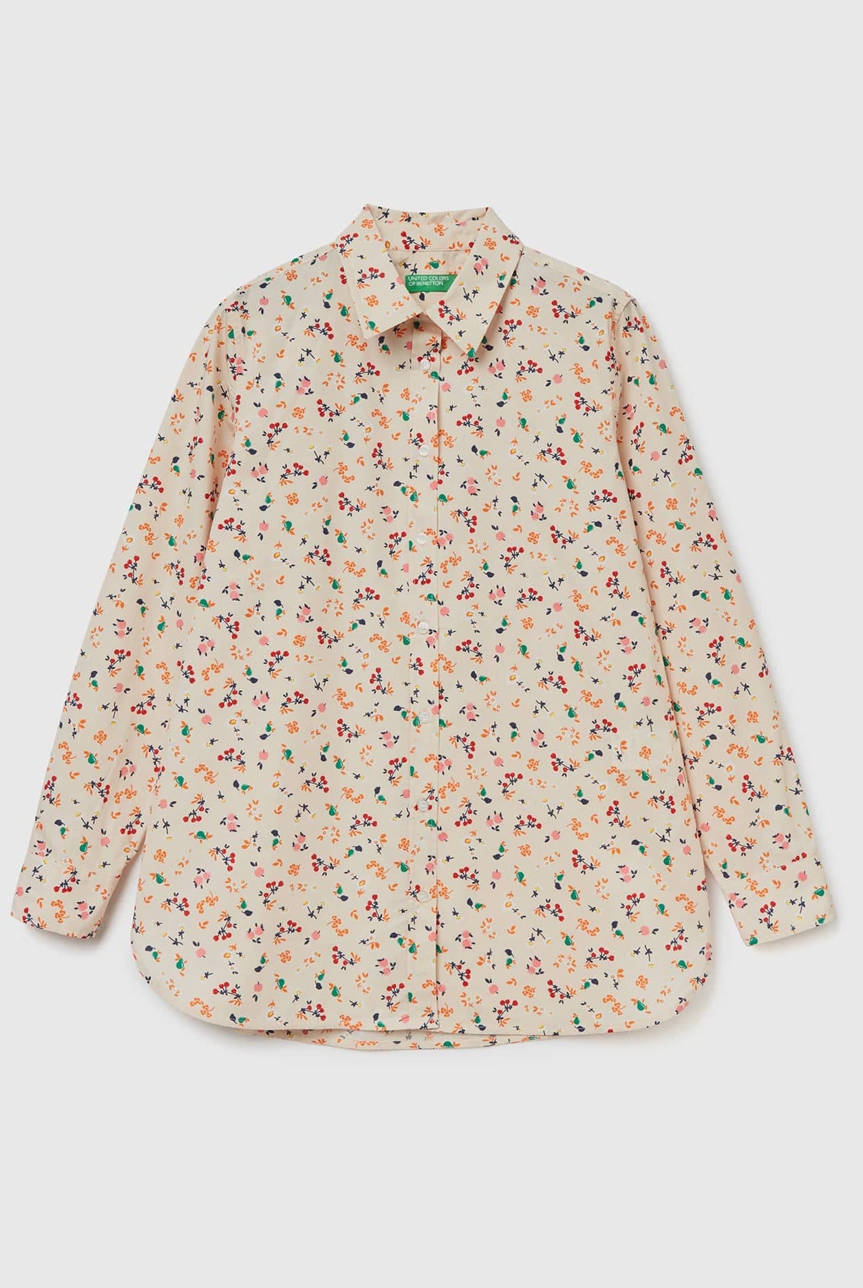 يونايتد كولورز اوف بينيتون قميص مطبوع ناعم كم طويل نسائي