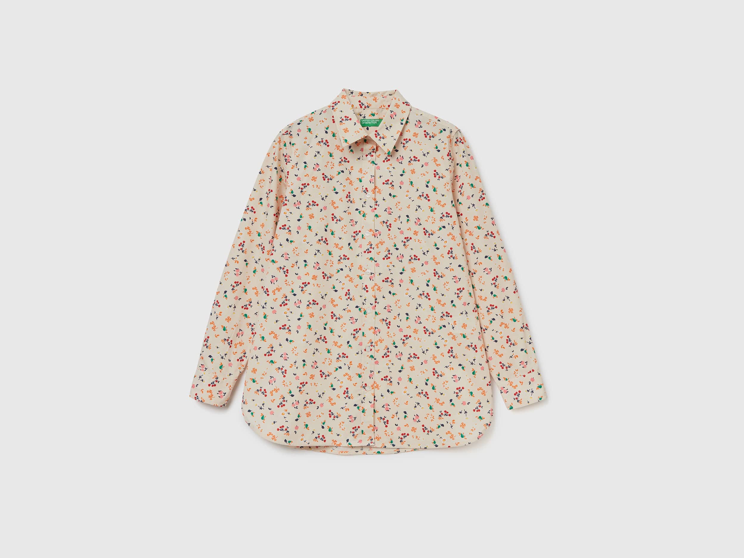 يونايتد كولورز اوف بينيتون قميص مطبوع ناعم كم طويل نسائي