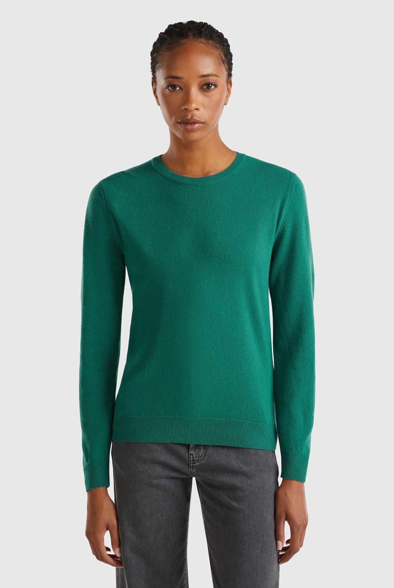 يونايتد كولورز اوف بينيتون بلوفر نسائي طويلة الأكمام بياقه دائريه